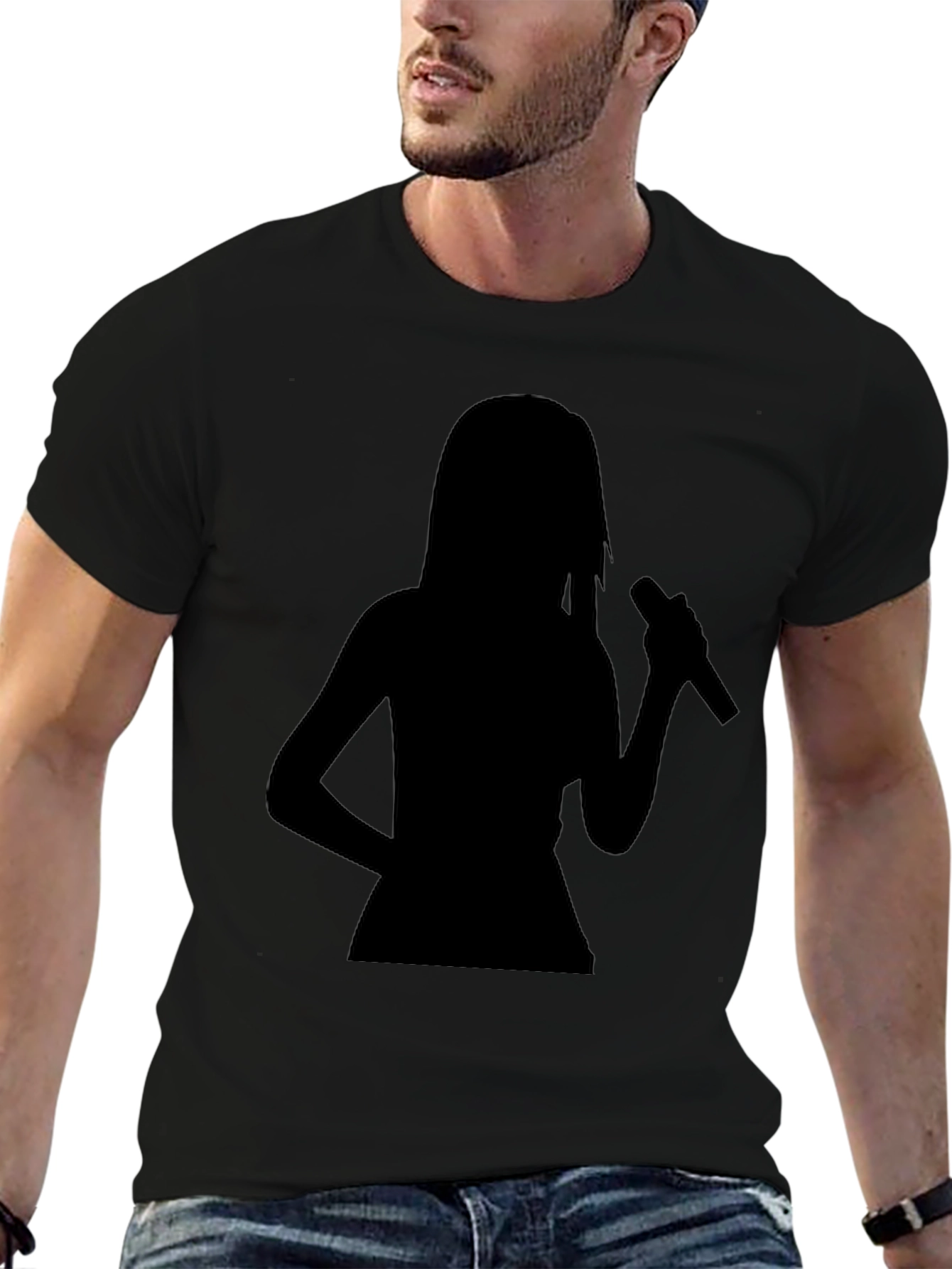 Silhouette Singer Graphic Tee - Black Cotton T-Shirt