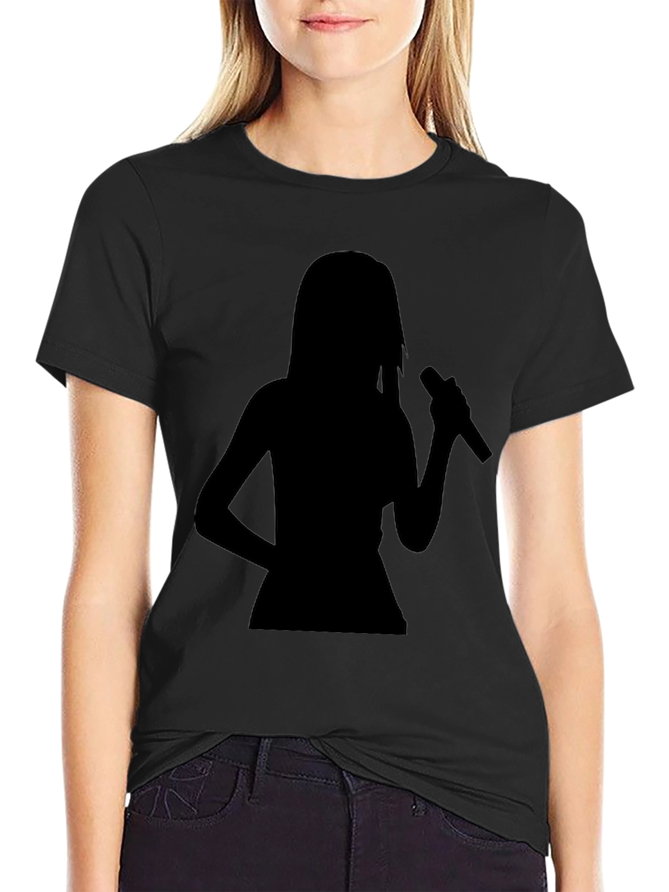 Silhouette Singer Graphic Tee - Black Cotton T-Shirt