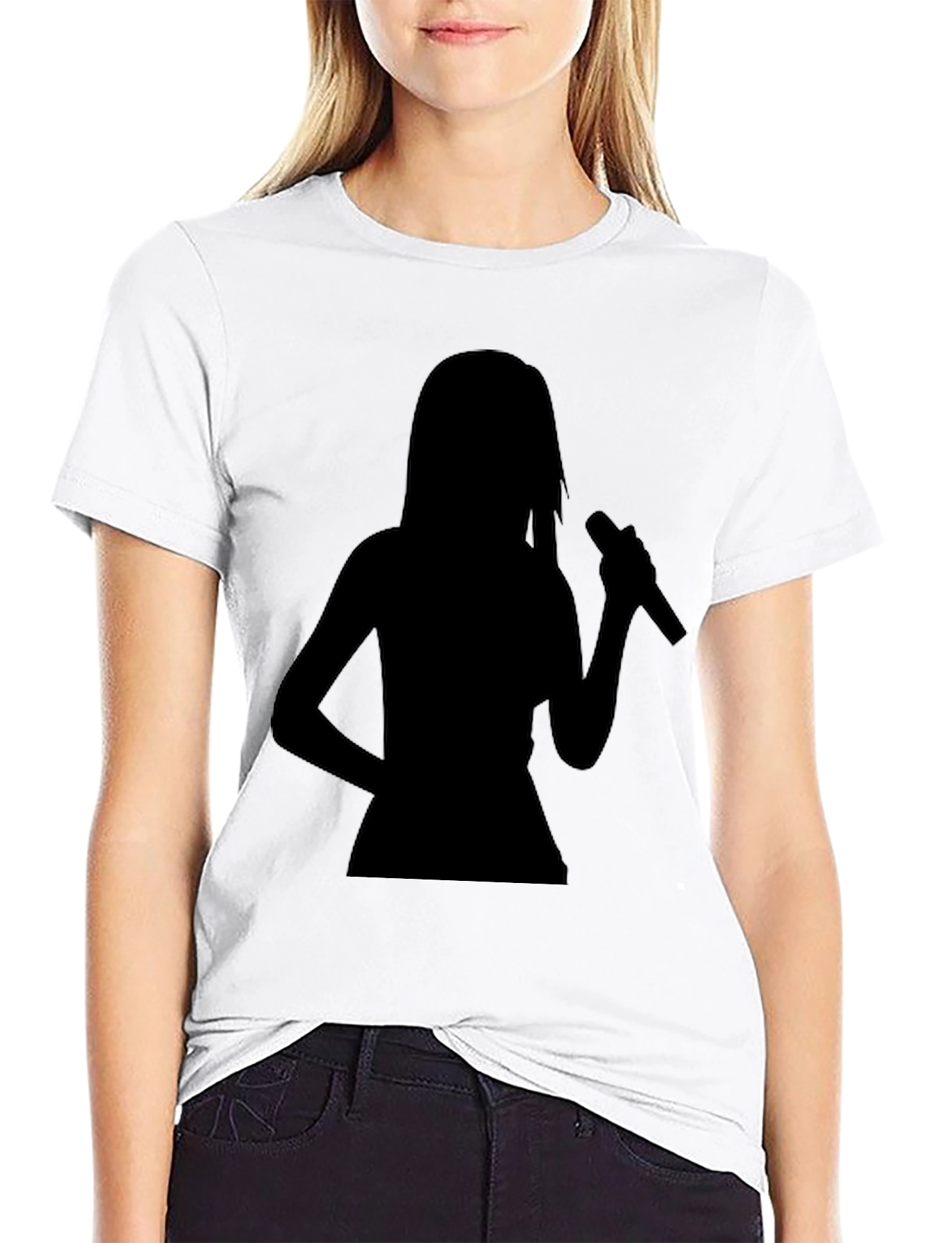 Silhouette Singer Graphic Tee - Black Cotton T-Shirt