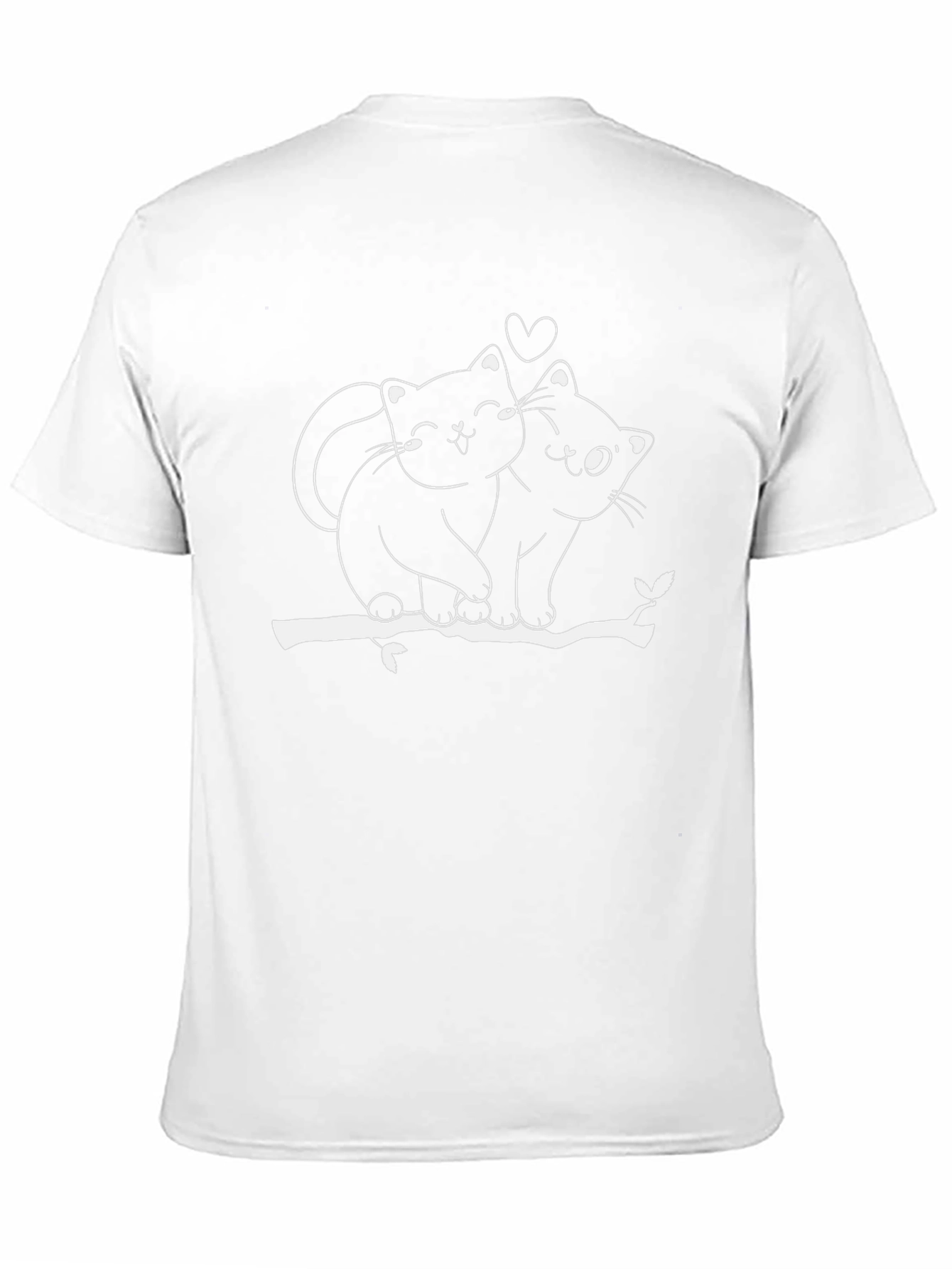 Cute Cat Couple T-Shirt - Black