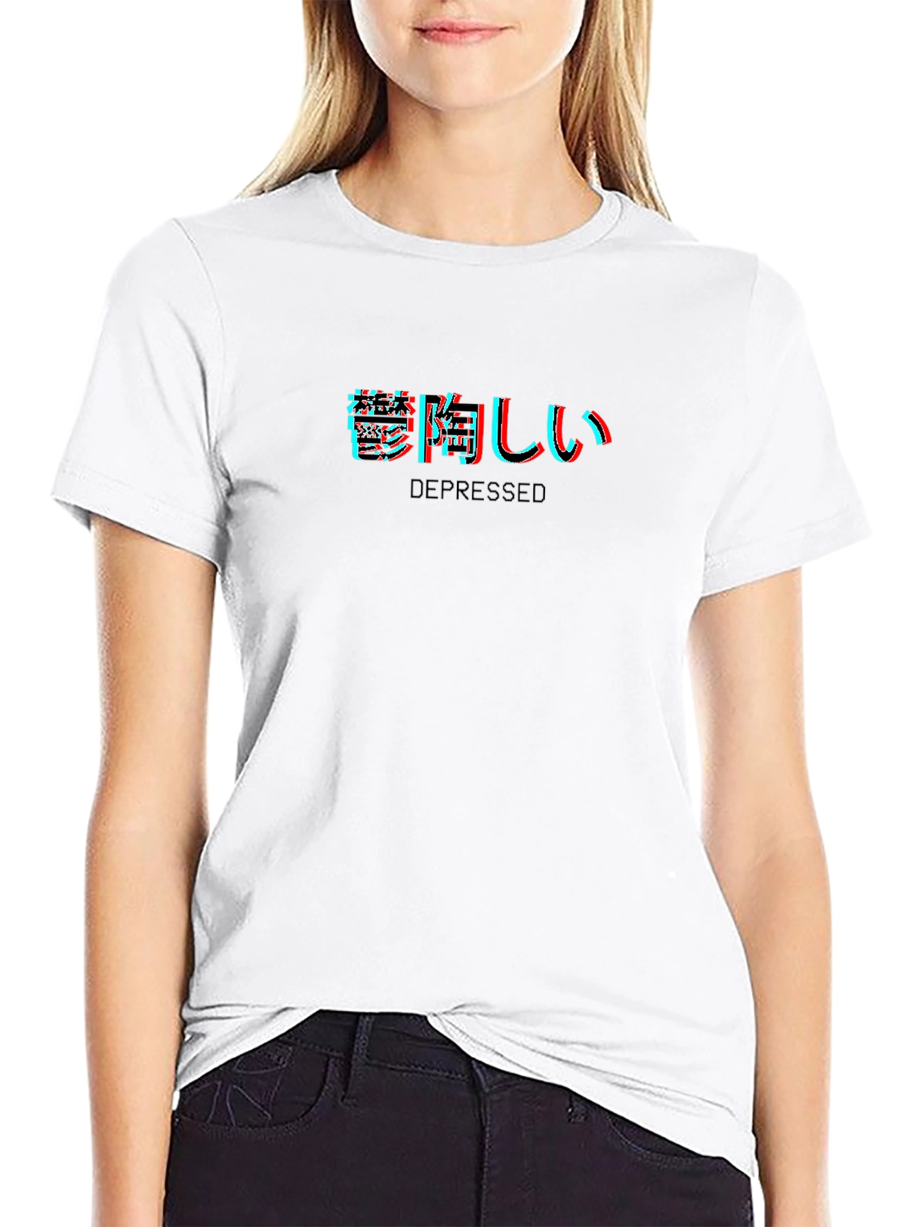 Depressed T-Shirt Japanese Glitch Graphic Tee