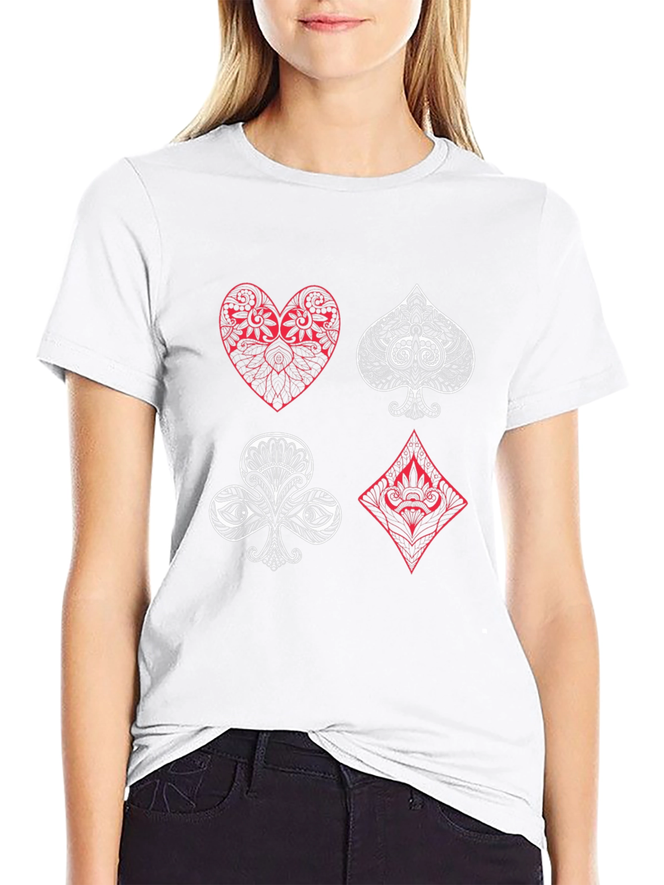Playing Card Suits Graphic Tee - Unique Design