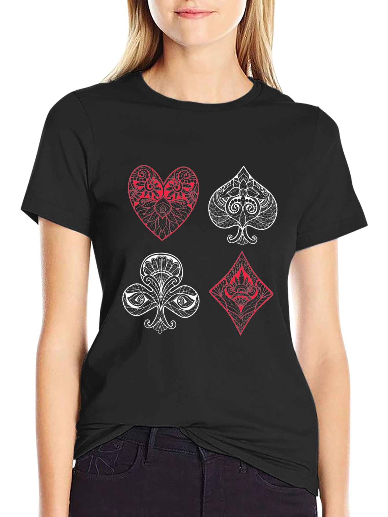 Playing Card Suits Graphic Tee - Unique Design