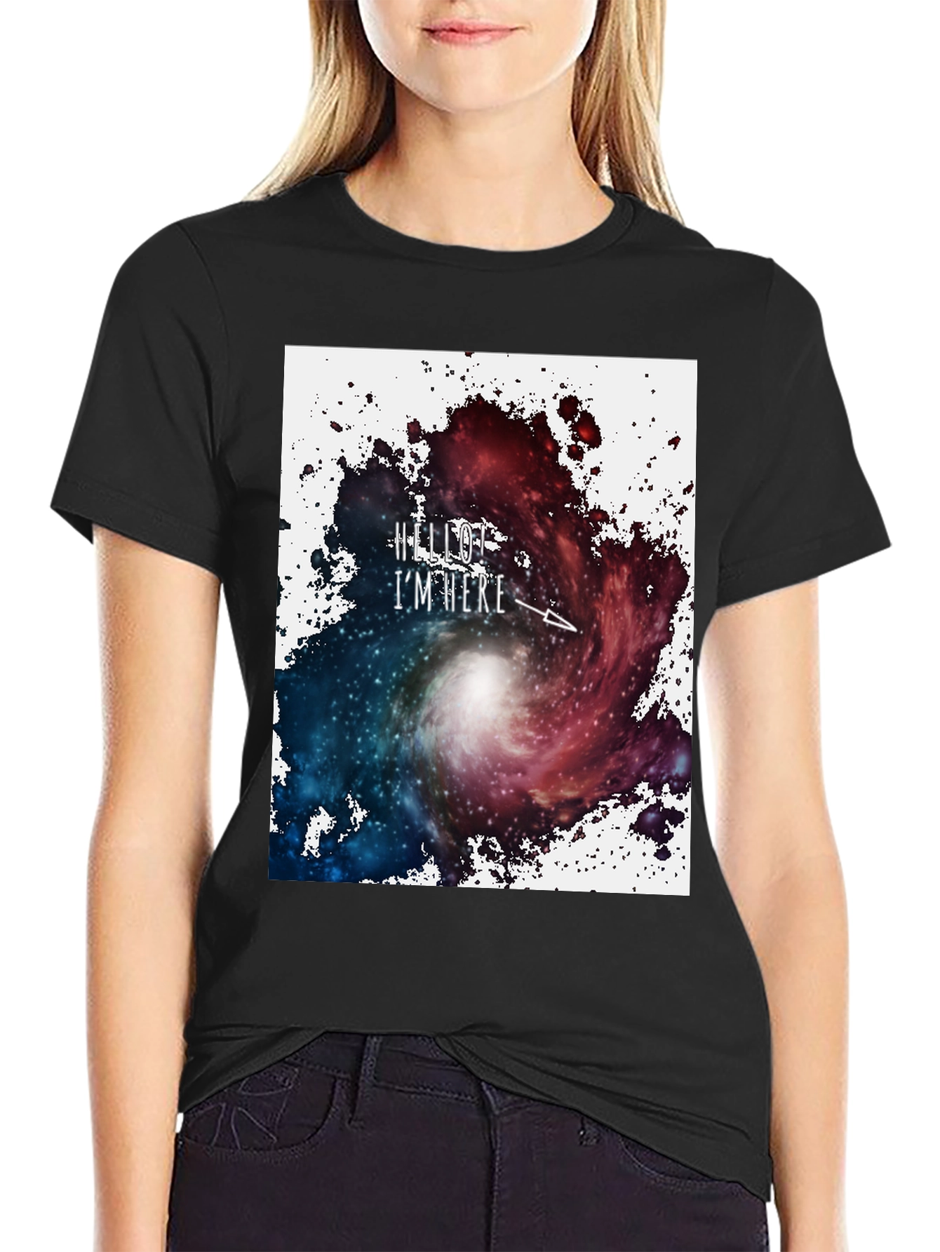 Galaxy Space T-Shirt - Hello Im Here Design