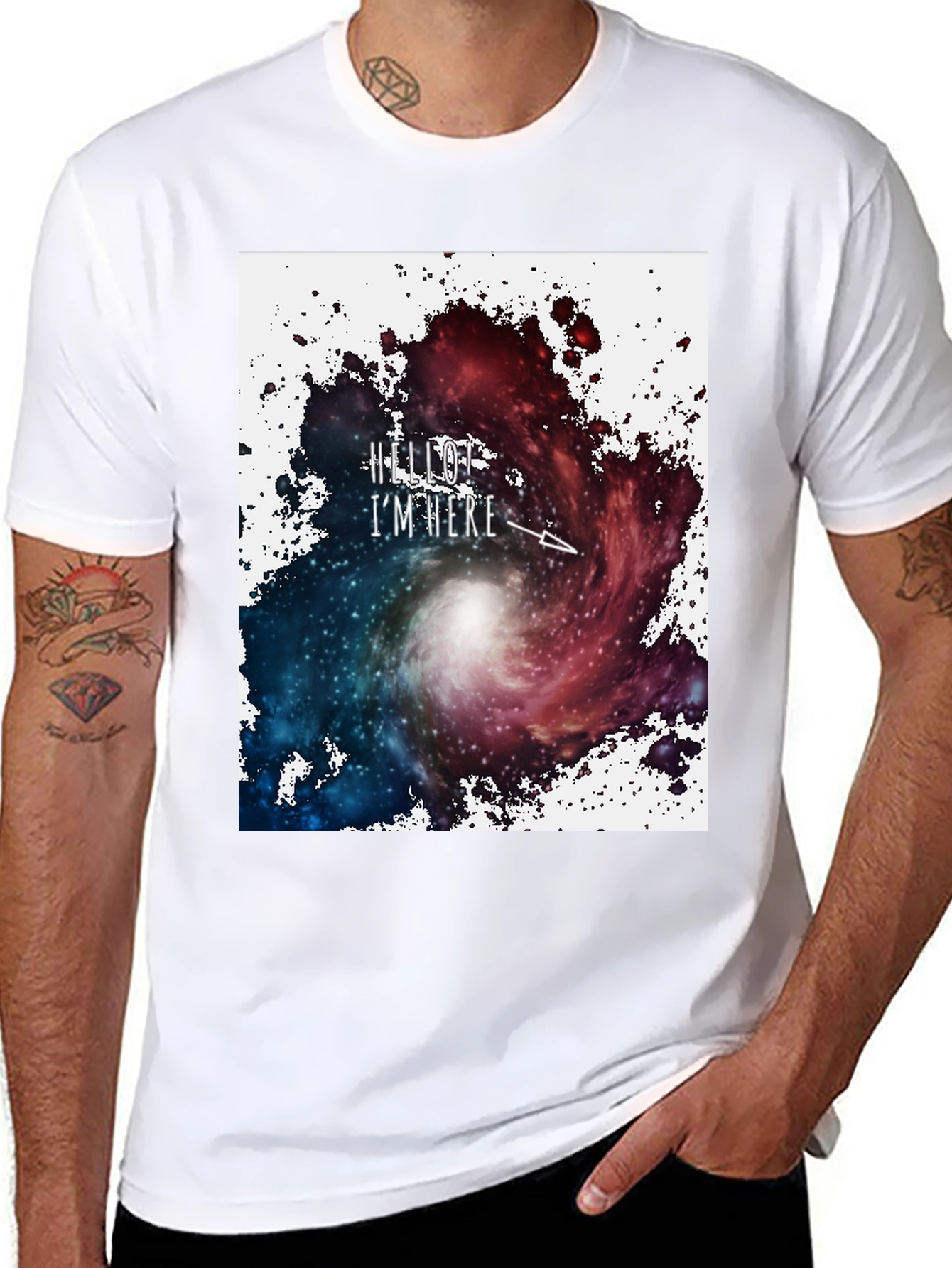Galaxy Space T-Shirt - Hello Im Here Design