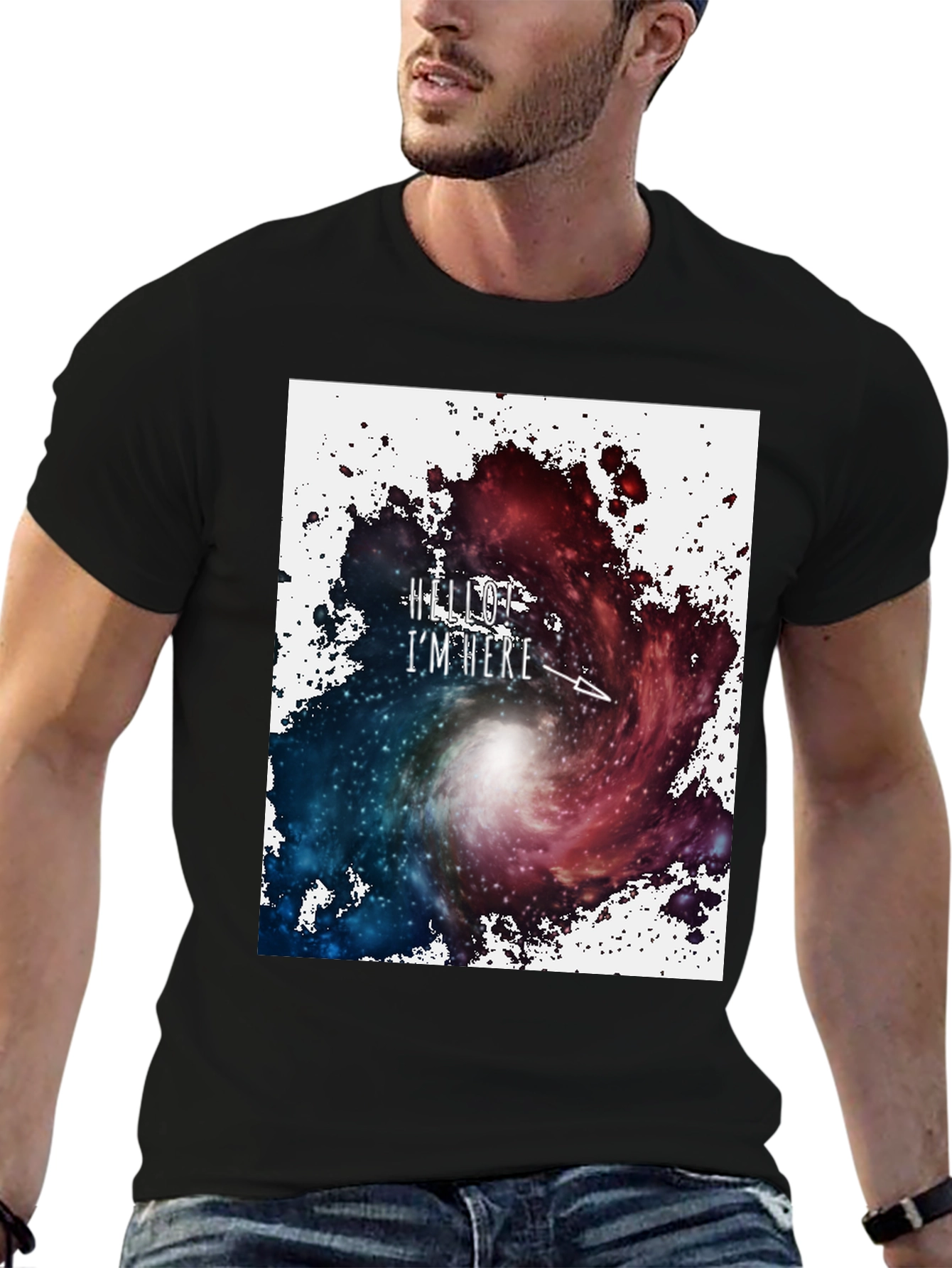 Galaxy Space T-Shirt - Hello Im Here Design
