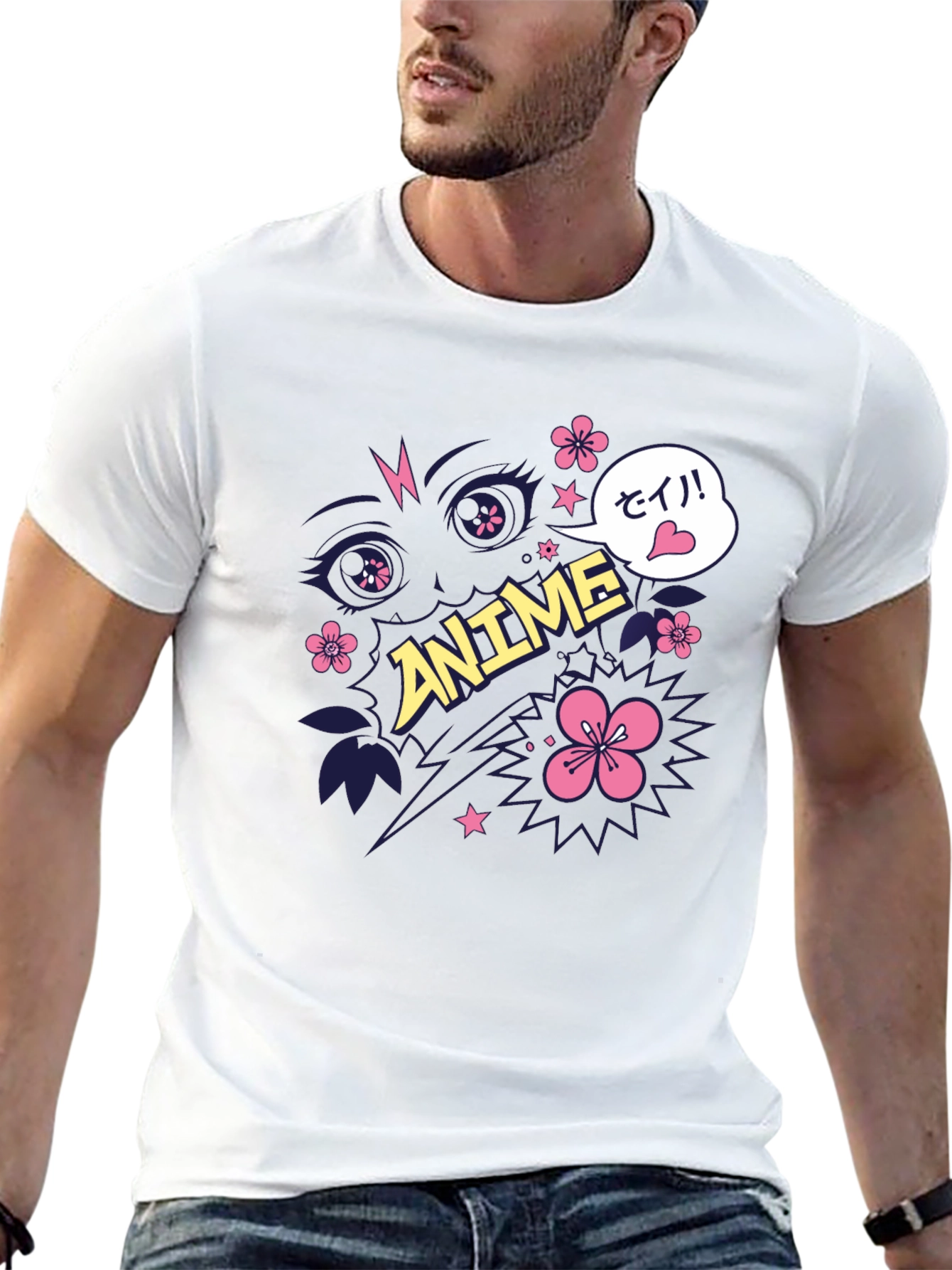 Anime Graphic Print Black T-Shirt