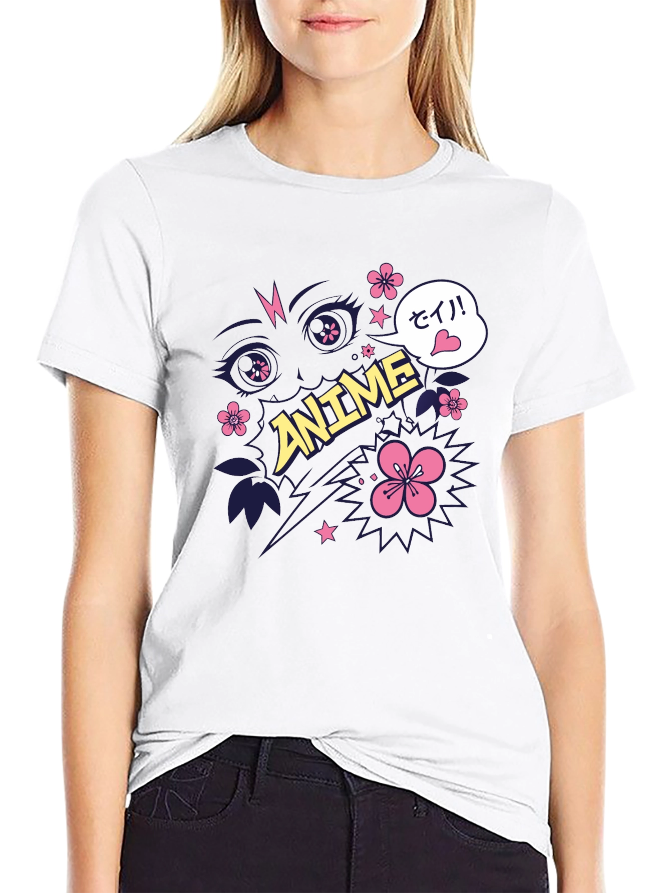 Anime Graphic Print Black T-Shirt