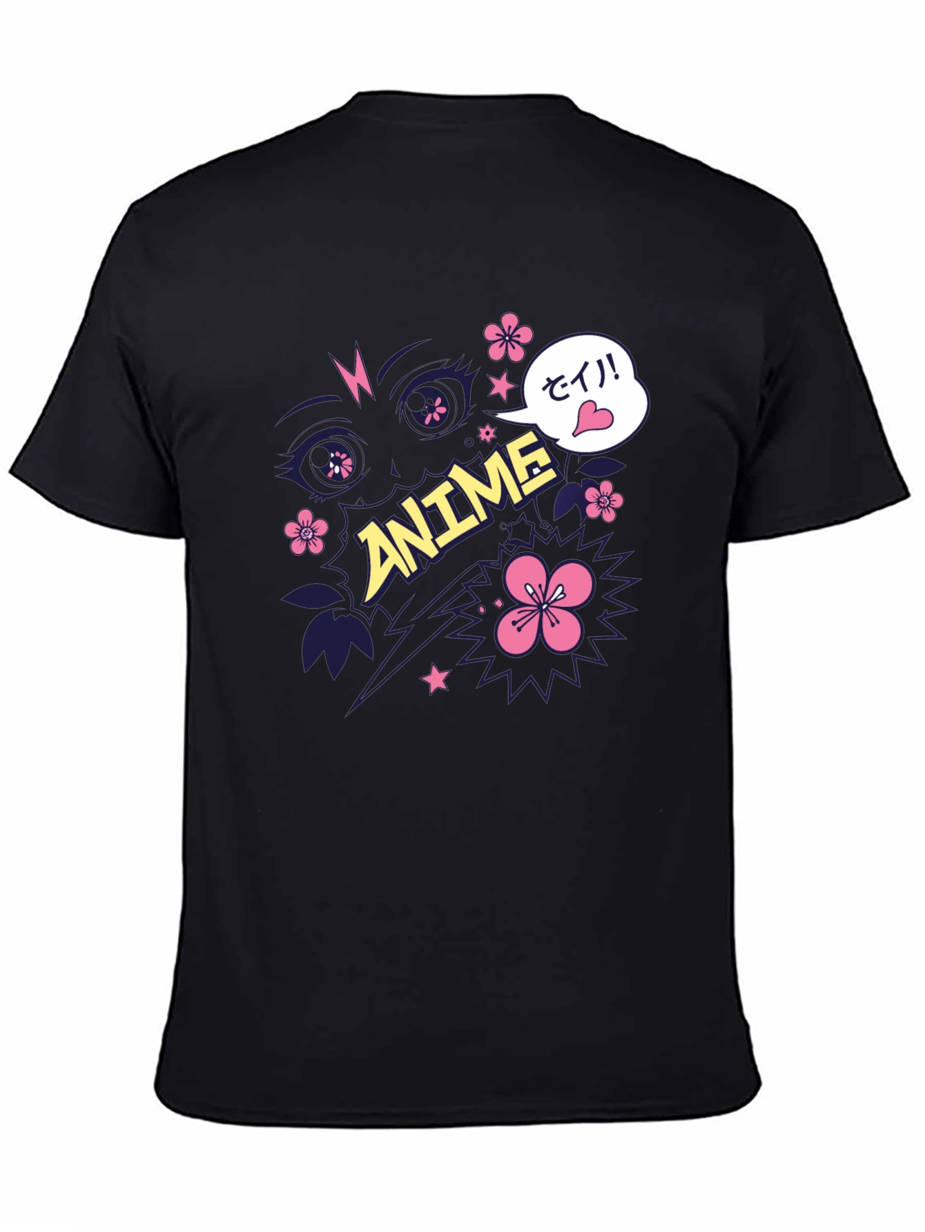 Anime Graphic Print Black T-Shirt