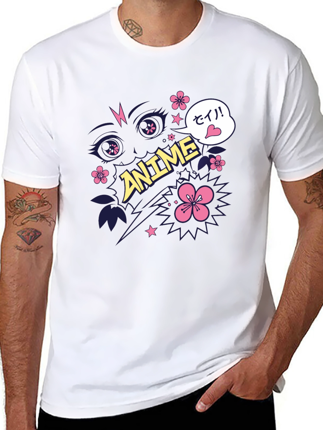 Anime Graphic Print Black T-Shirt