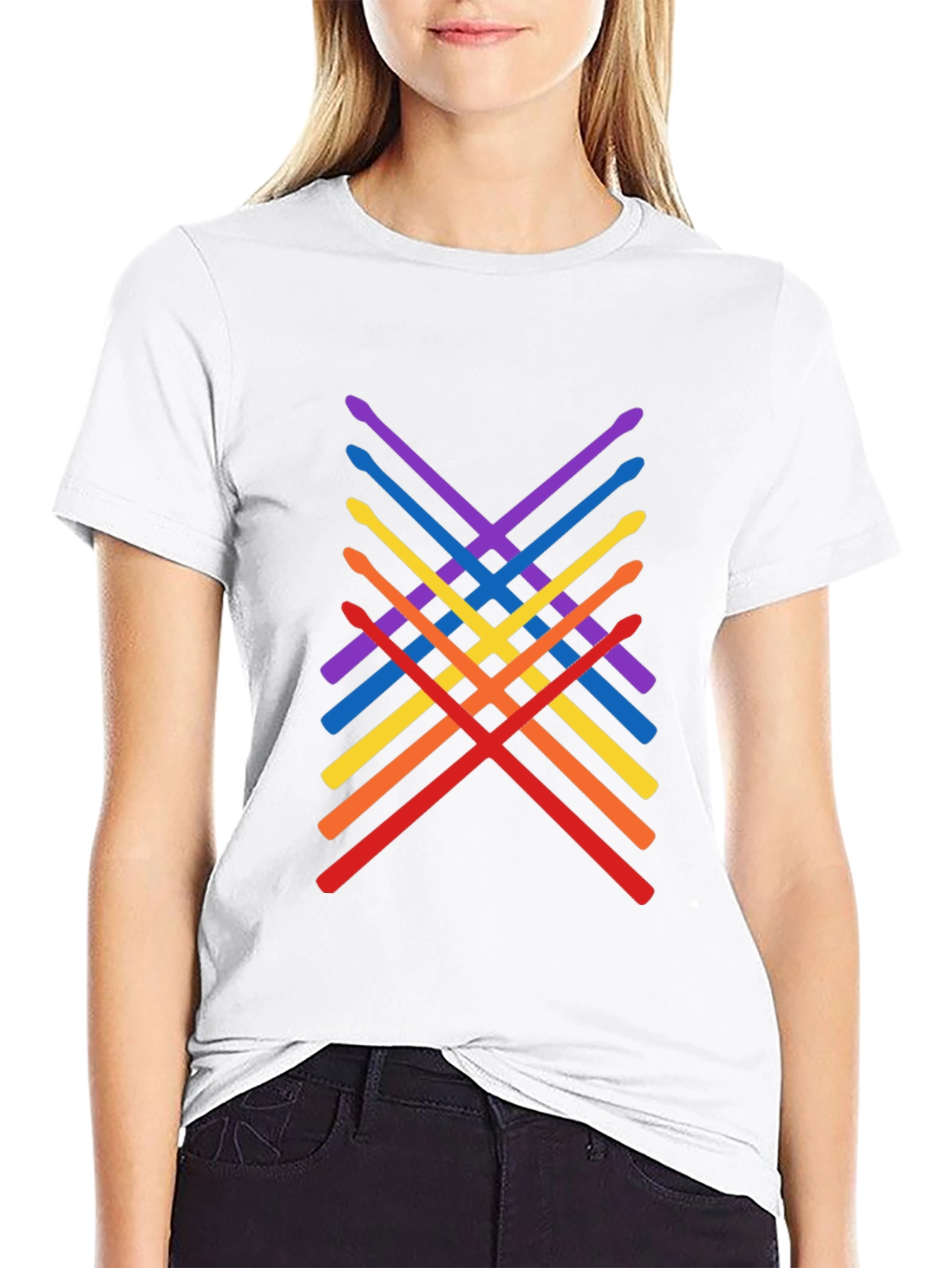 Rainbow Drumsticks Graphic Tee - Music Lover Shirt