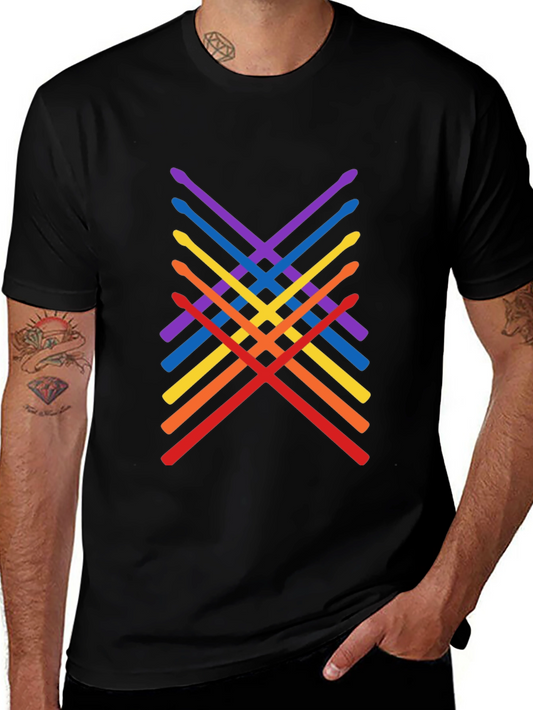 Rainbow Drumsticks Graphic Tee - Music Lover Shirt
