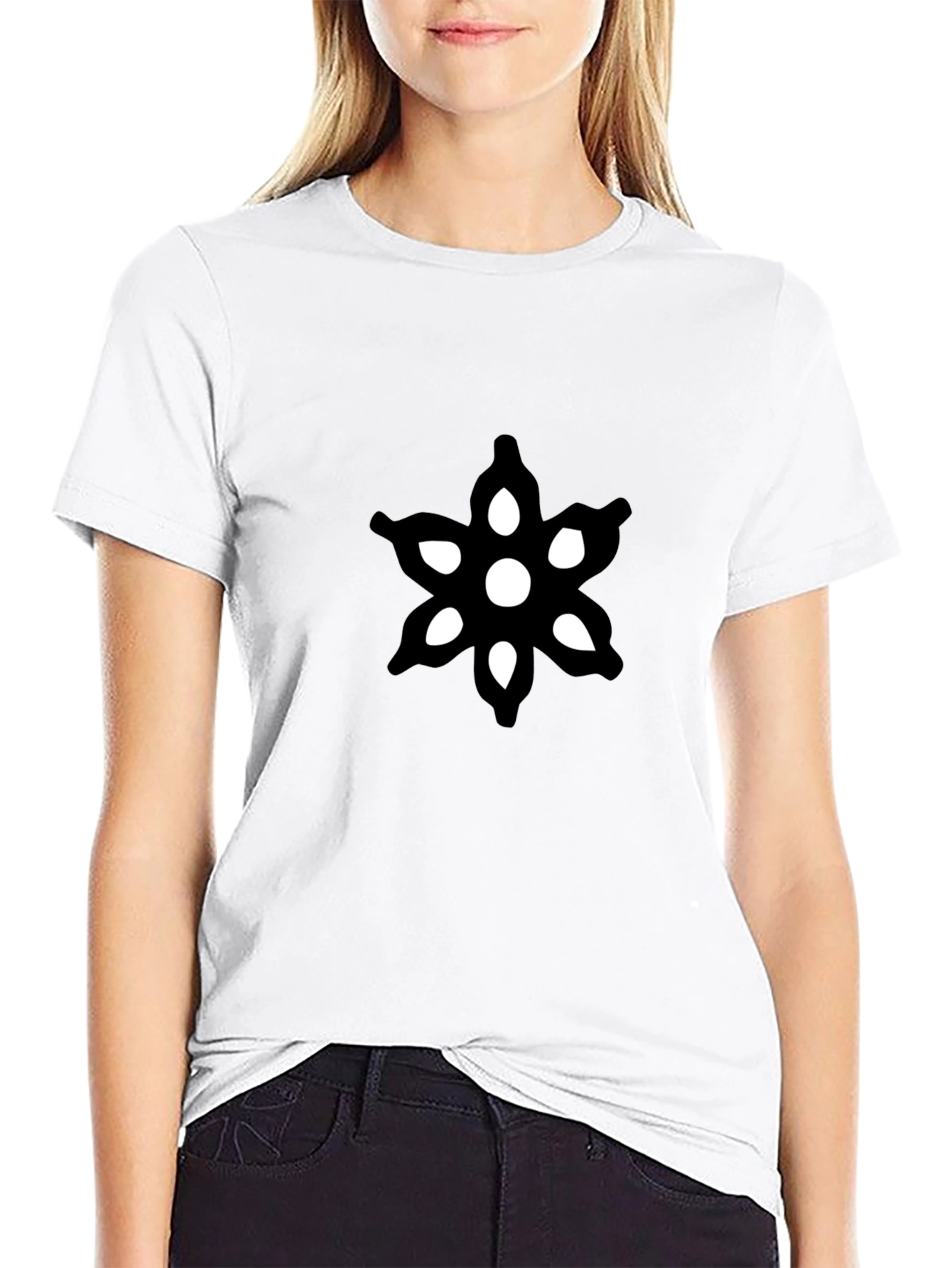 Mens Black Graphic Tee - Abstract Floral Design
