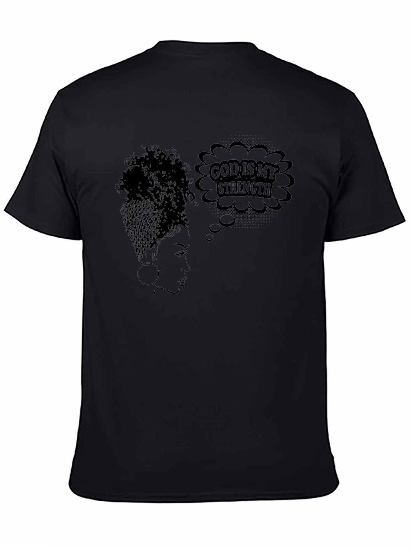 God is My Strength Black Graphic T-Shirt