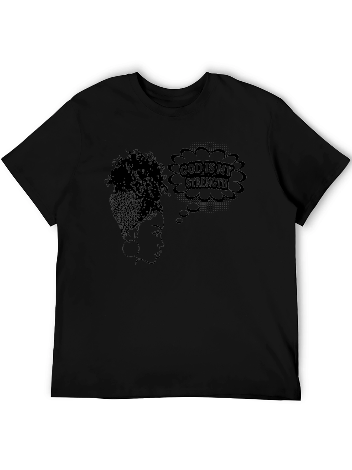 God is My Strength Black Graphic T-Shirt