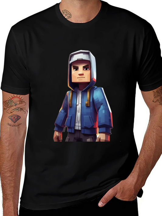 Block Character Graphic Tee - Casual Style