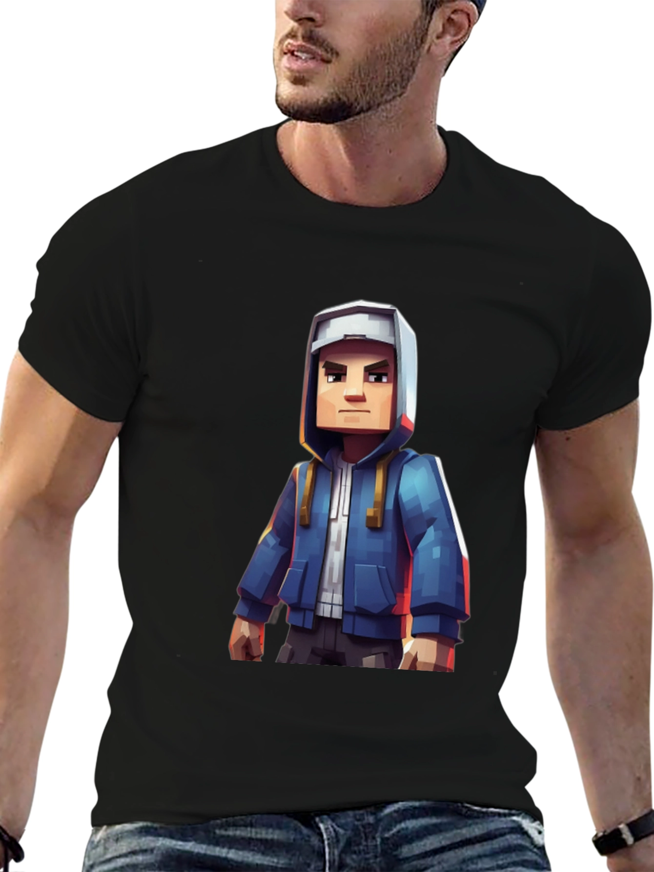 Block Character Graphic Tee - Casual Style