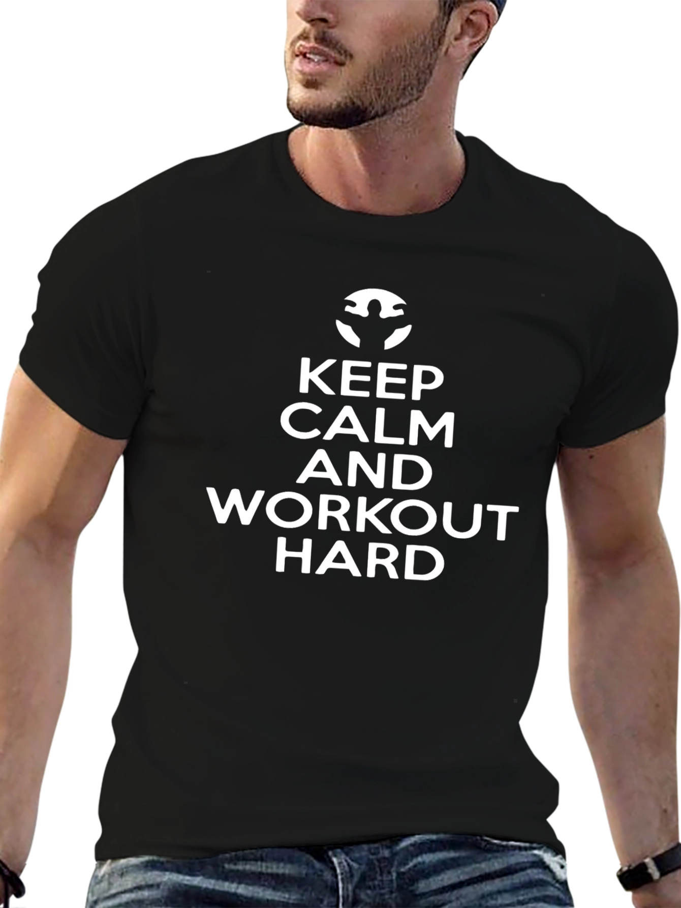 Keep Calm Workout Hard Black T-Shirt