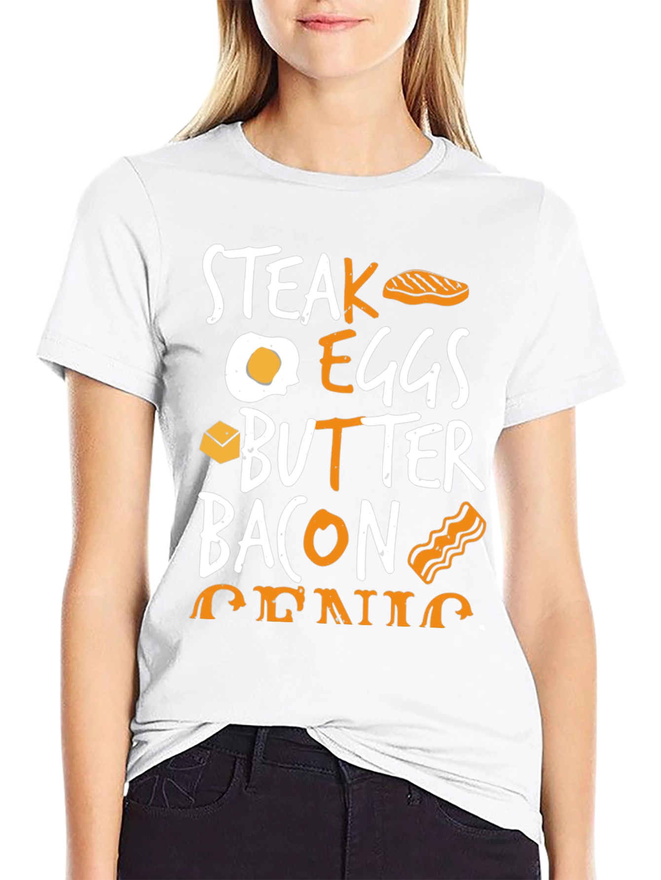 Steak Eggs Butter Bacon Foodie Black Graphic Tee