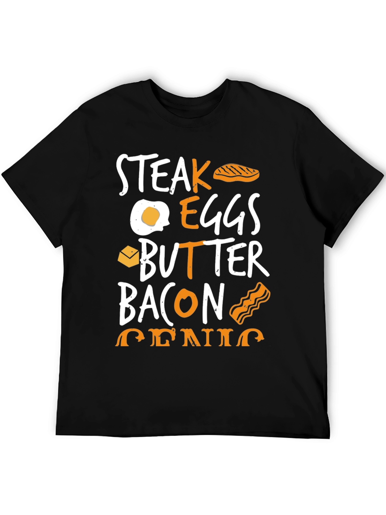 Steak Eggs Butter Bacon Foodie Black Graphic Tee