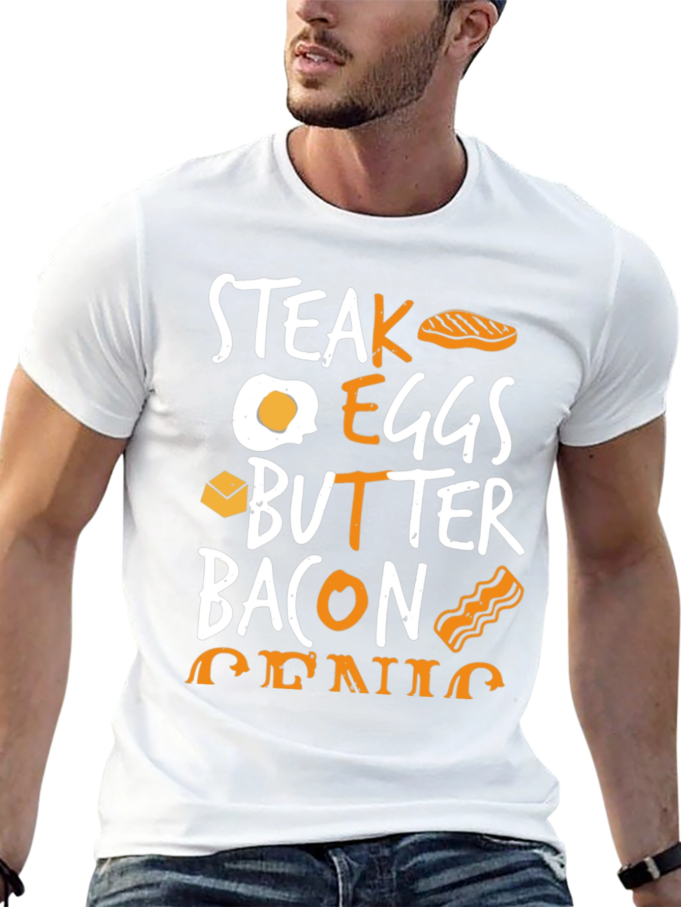 Steak Eggs Butter Bacon Foodie Black Graphic Tee