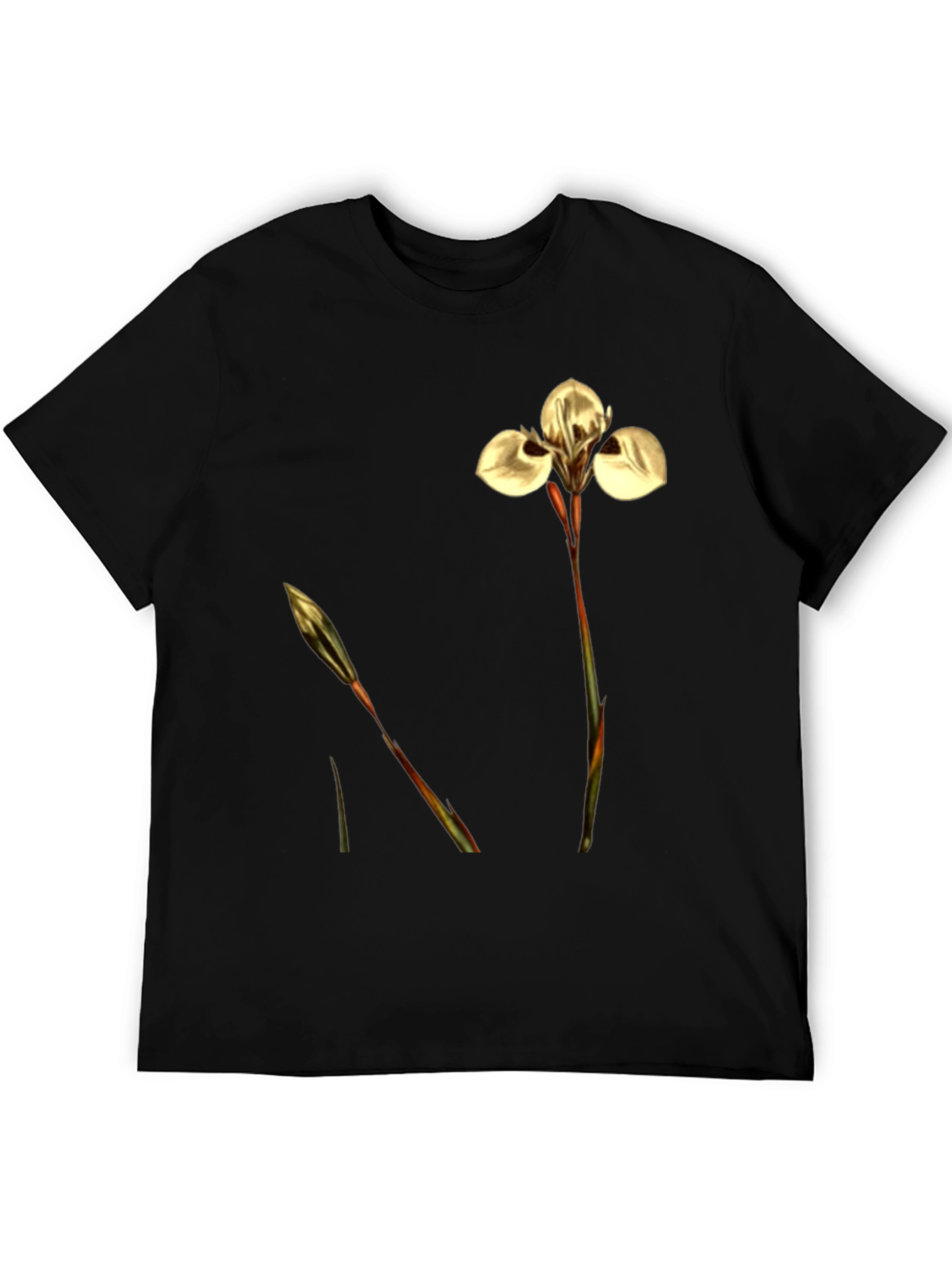 Floral Black T-Shirt - Nature Inspired Design