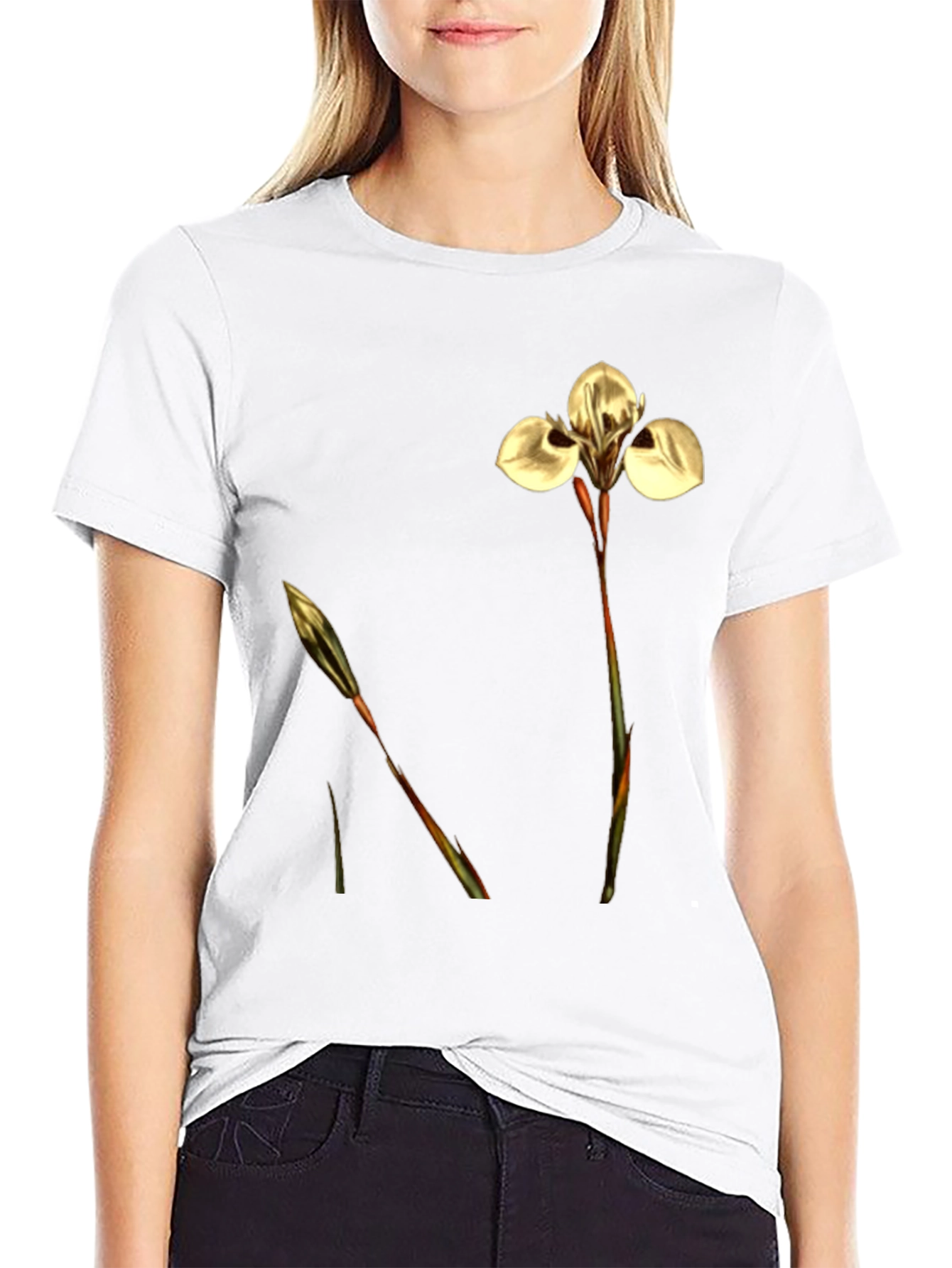 Floral Black T-Shirt - Nature Inspired Design
