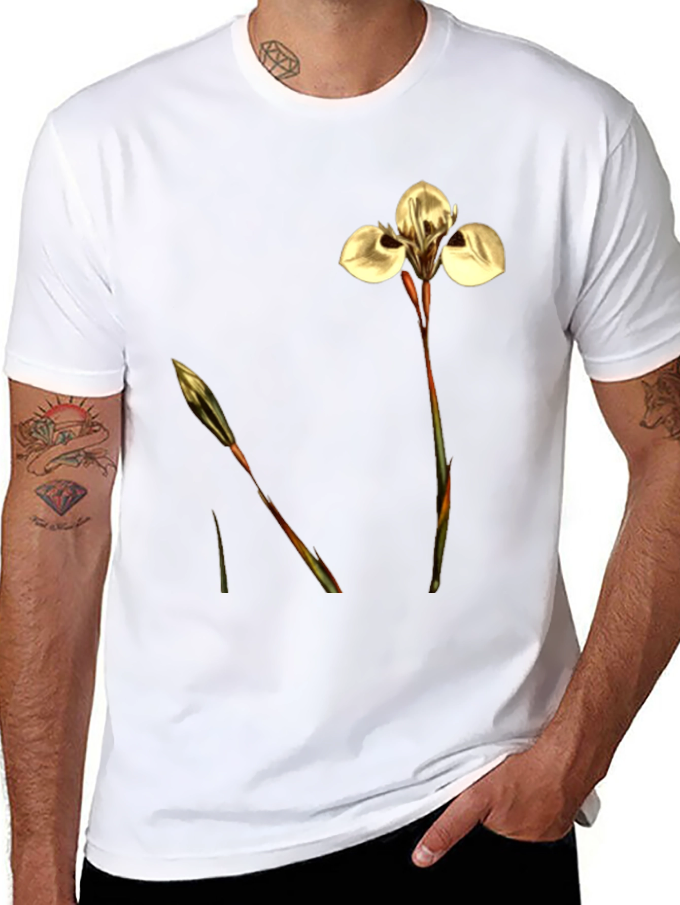 Floral Black T-Shirt - Nature Inspired Design