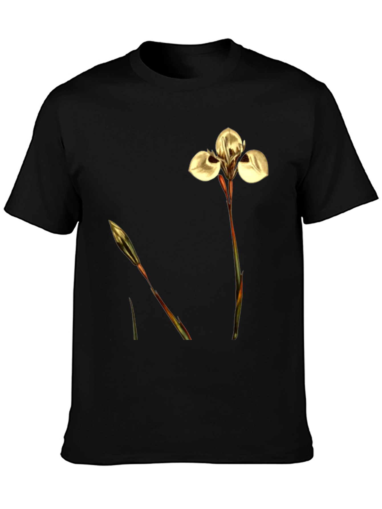 Floral Black T-Shirt - Nature Inspired Design