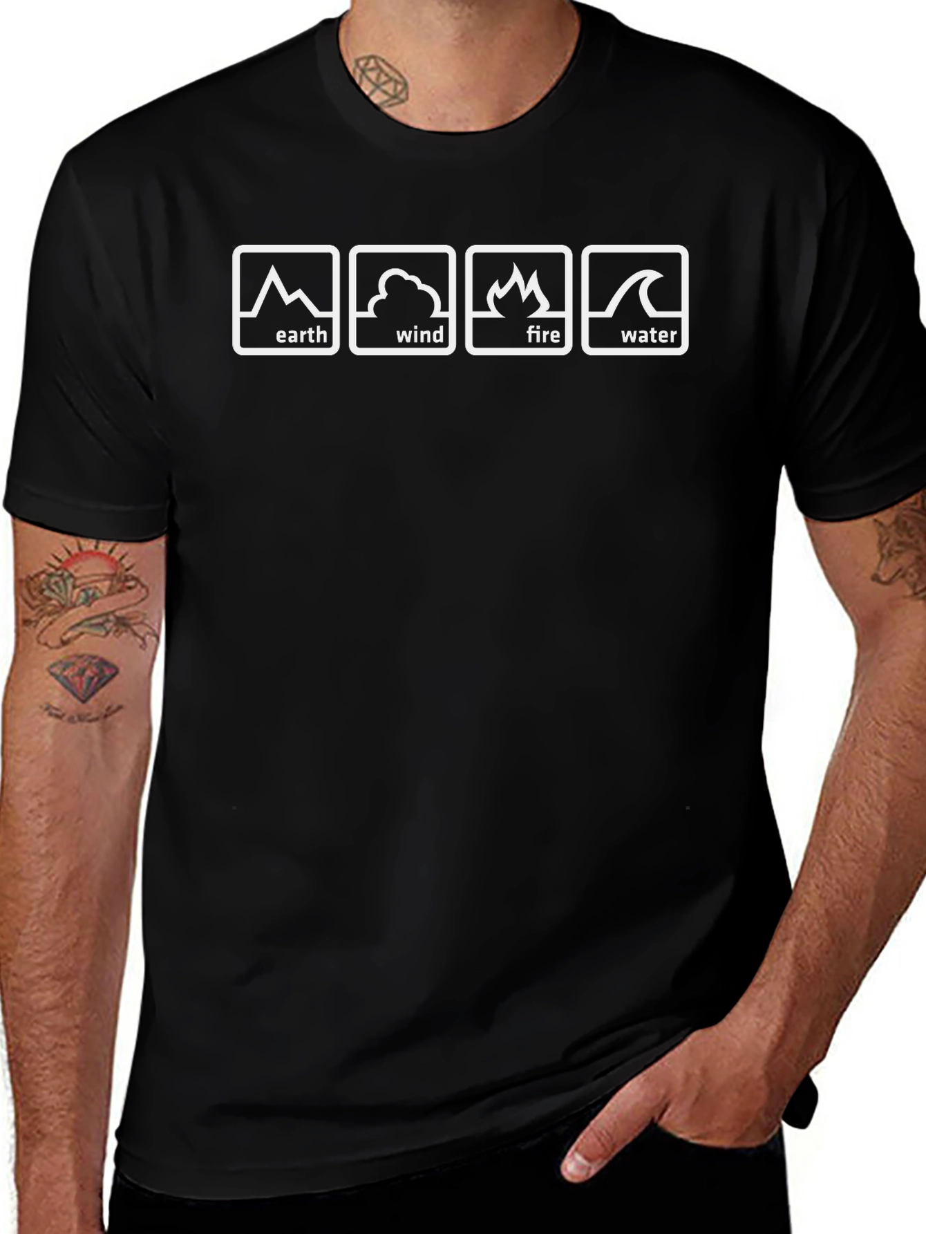 Elemental T-Shirt: Earth Wind Fire Water Design