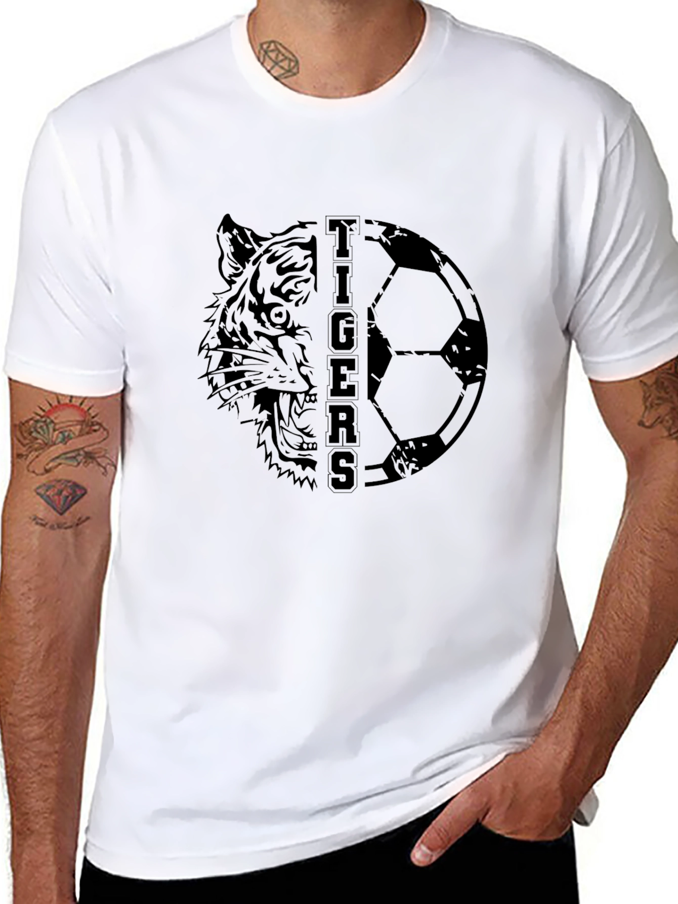 Tigers Soccer Graphic T-Shirt - Sporty Black Tee