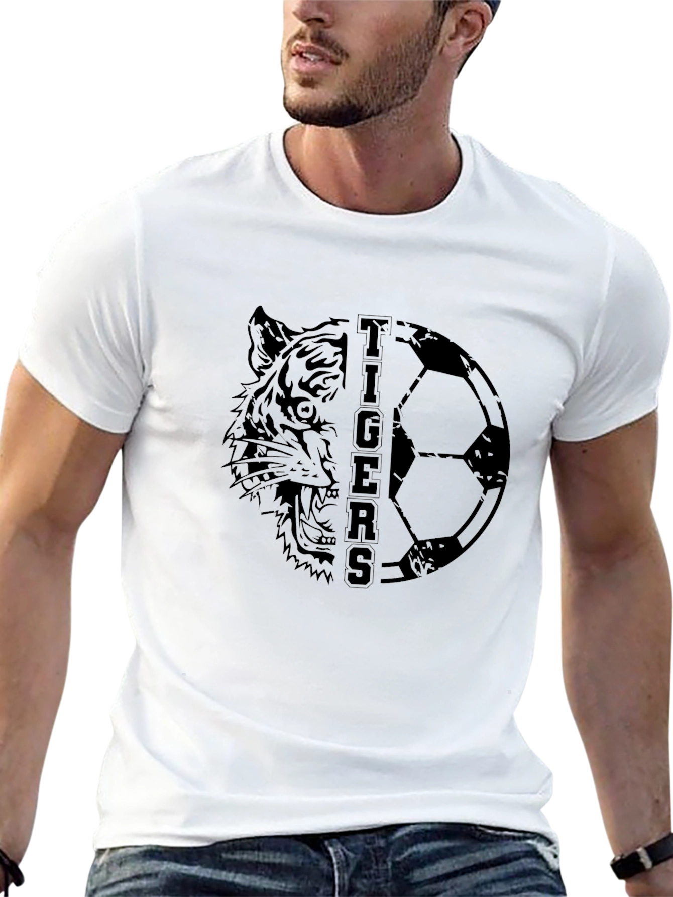 Tigers Soccer Graphic T-Shirt - Sporty Black Tee