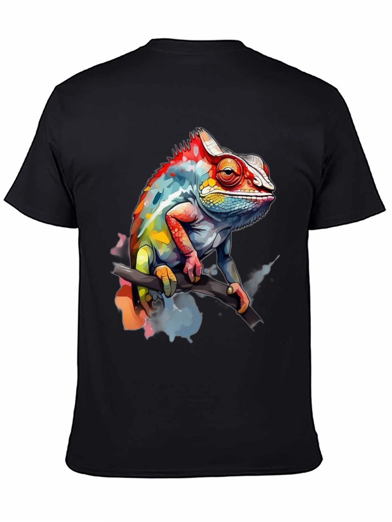 Vibrant Chameleon Graphic Tee - Mens Black T-Shirt