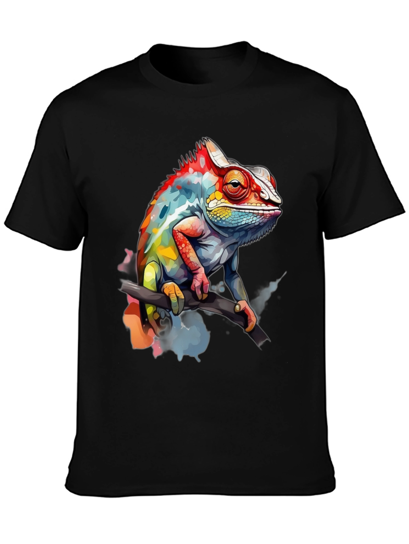 Vibrant Chameleon Graphic Tee - Mens Black T-Shirt