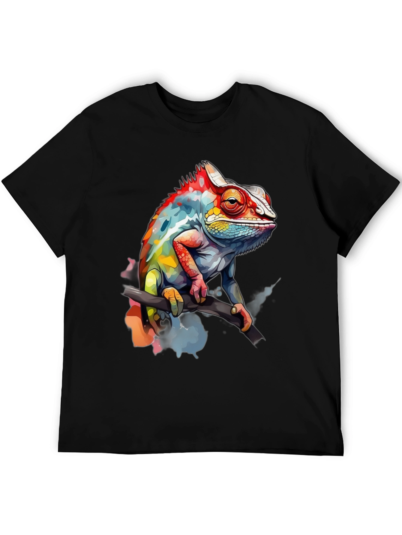 Vibrant Chameleon Graphic Tee - Mens Black T-Shirt