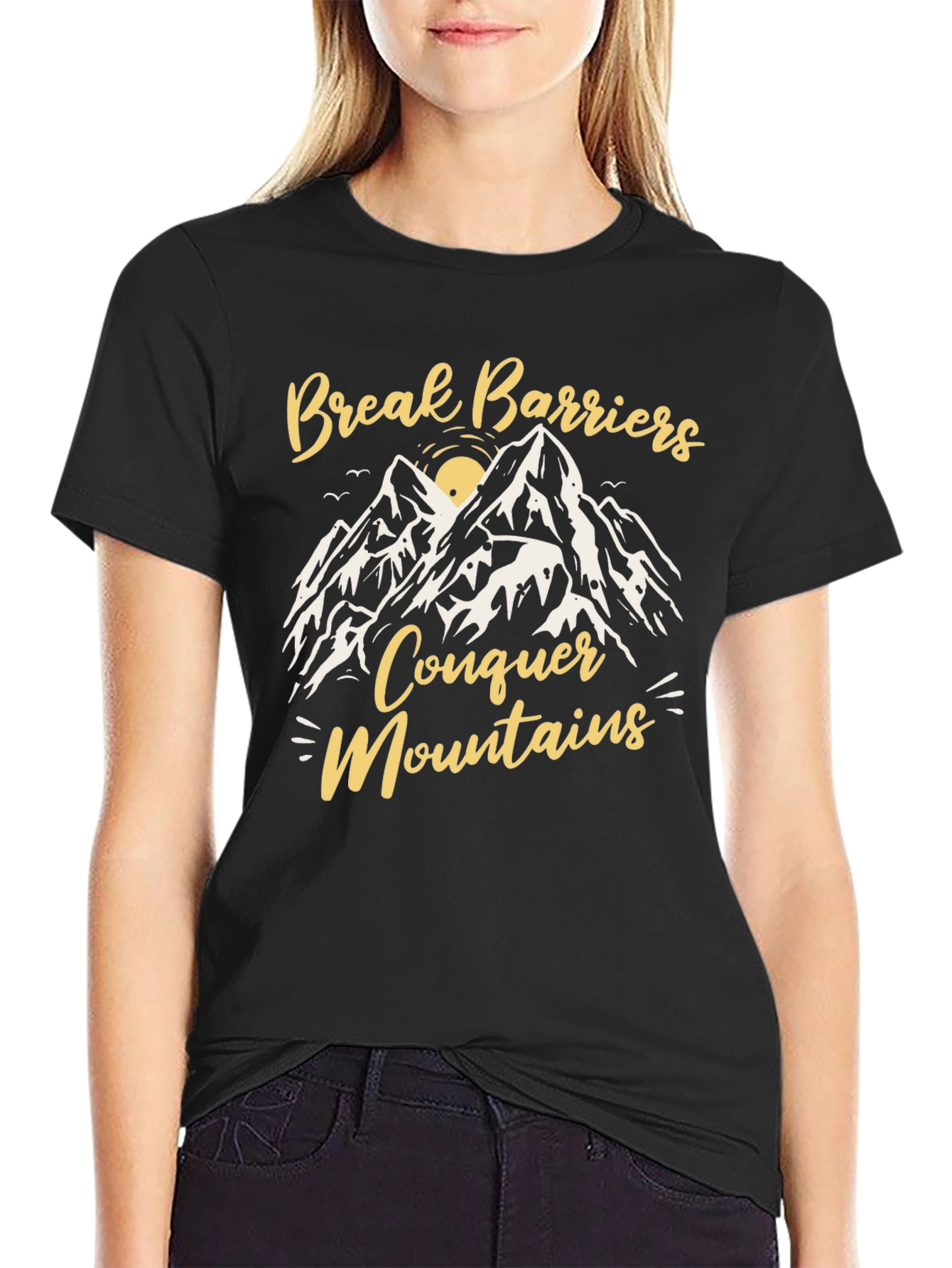 Break Barriers Conquer Mountains Graphic Tee