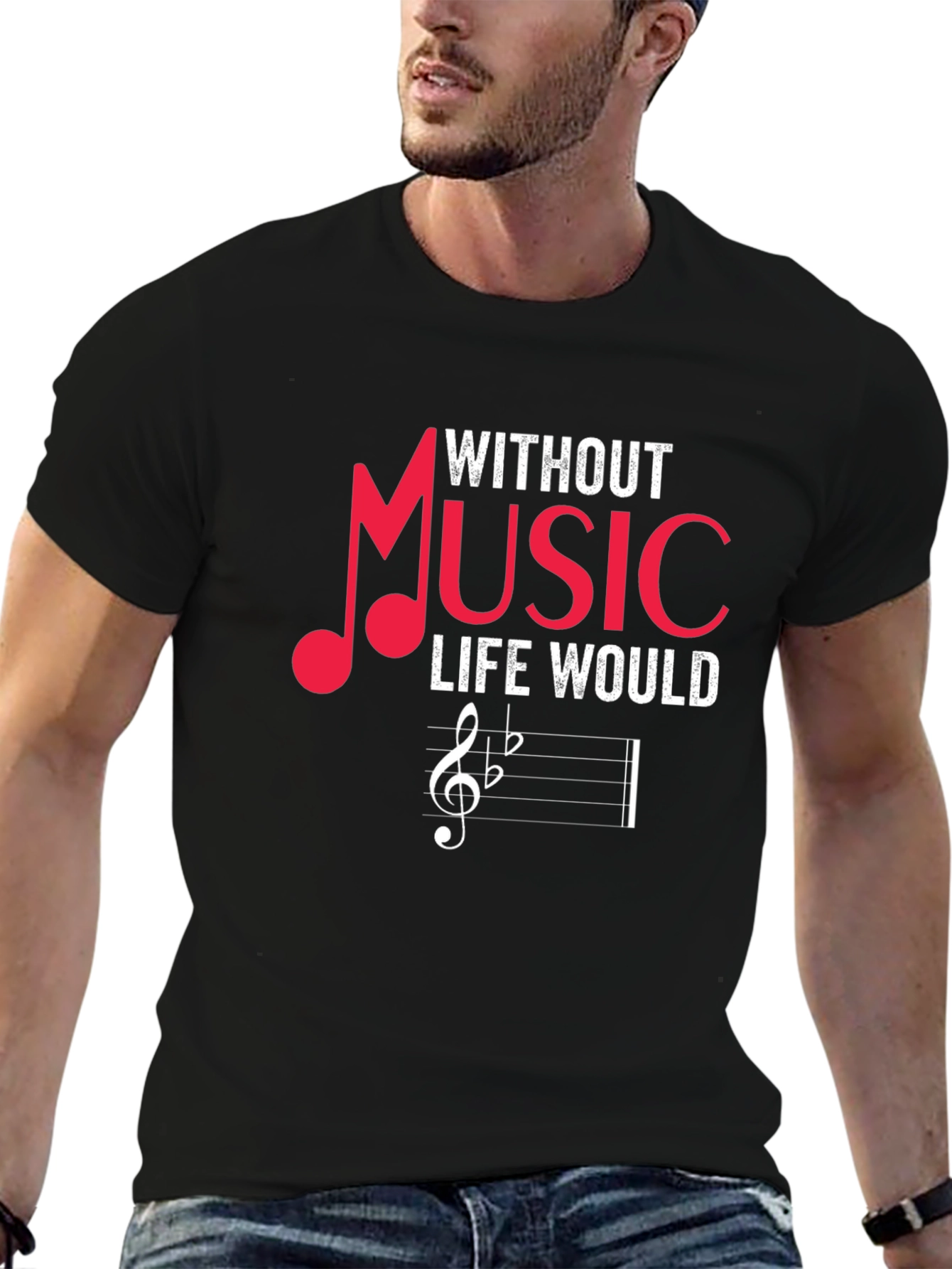 Music Lover Graphic Tee - Without Music Life Would...