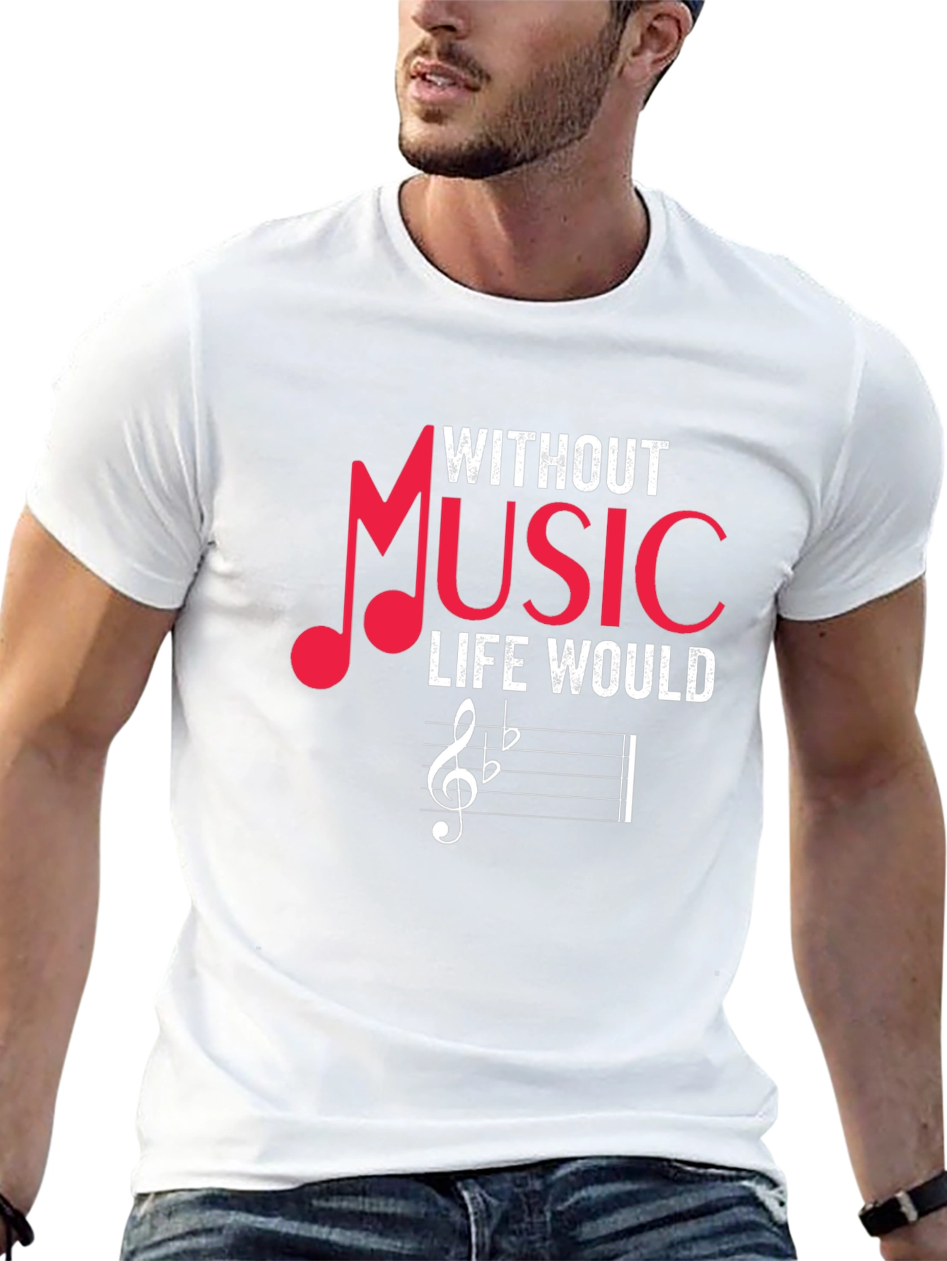 Music Lover Graphic Tee - Without Music Life Would...
