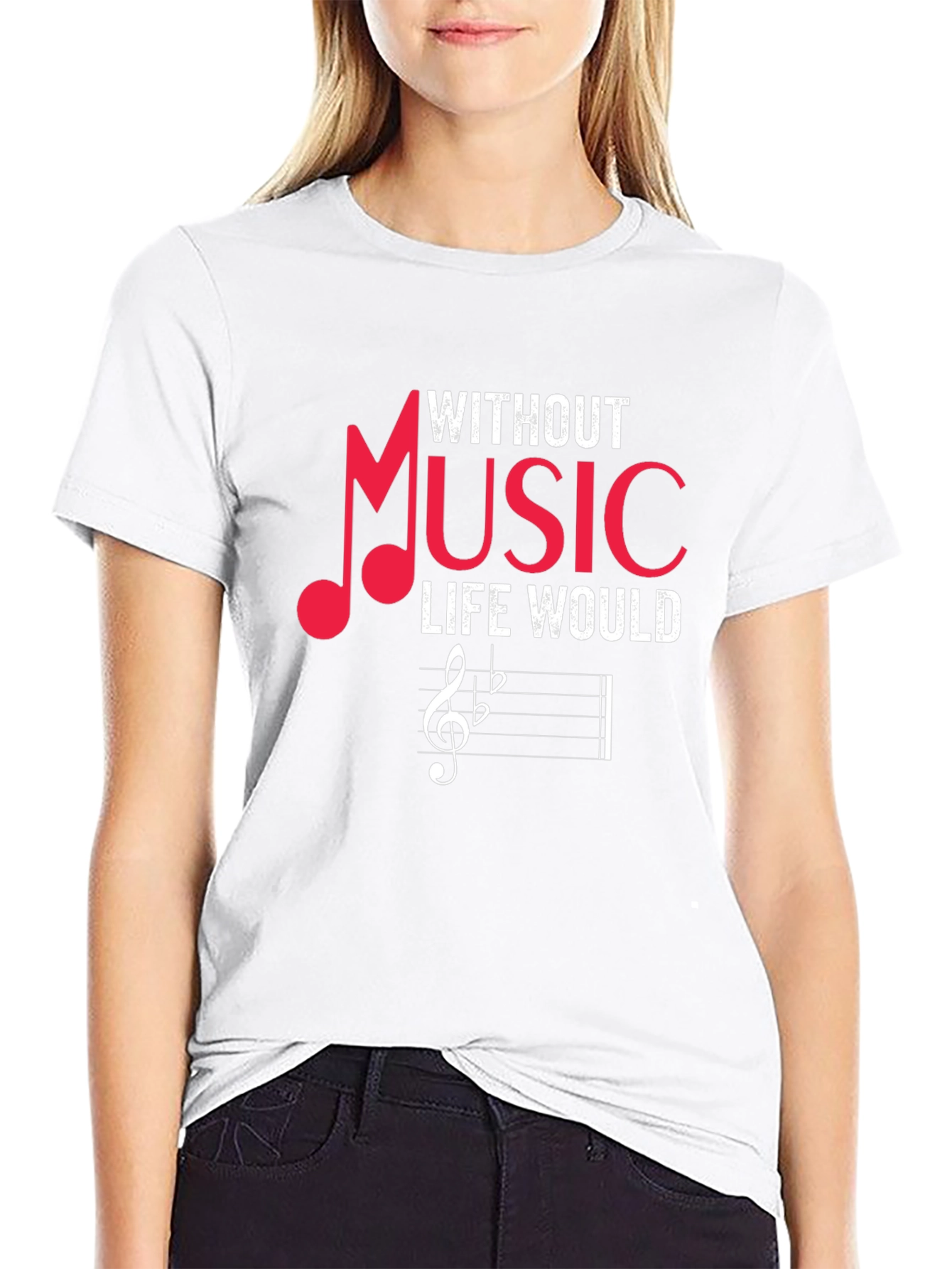 Music Lover Graphic Tee - Without Music Life Would...