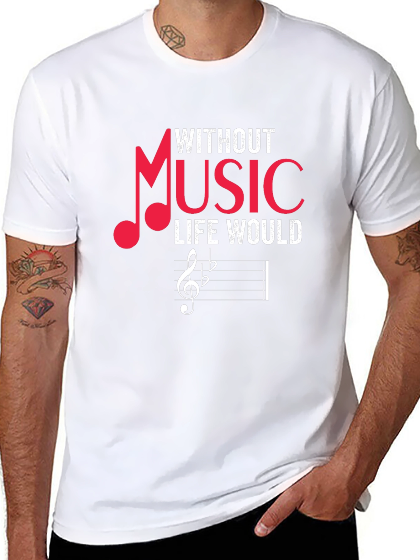 Music Lover Graphic Tee - Without Music Life Would...