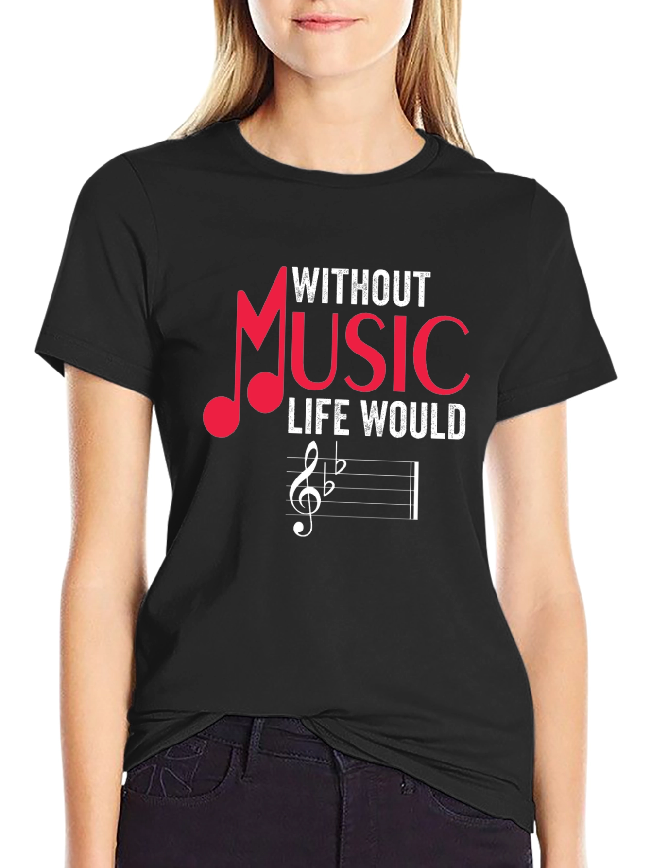 Music Lover Graphic Tee - Without Music Life Would...