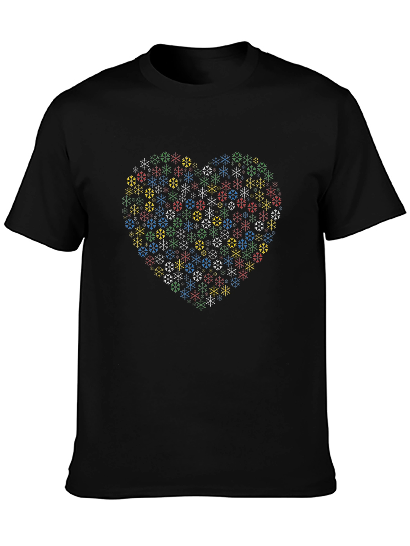 Heart Snowflake Graphic Black T-Shirt