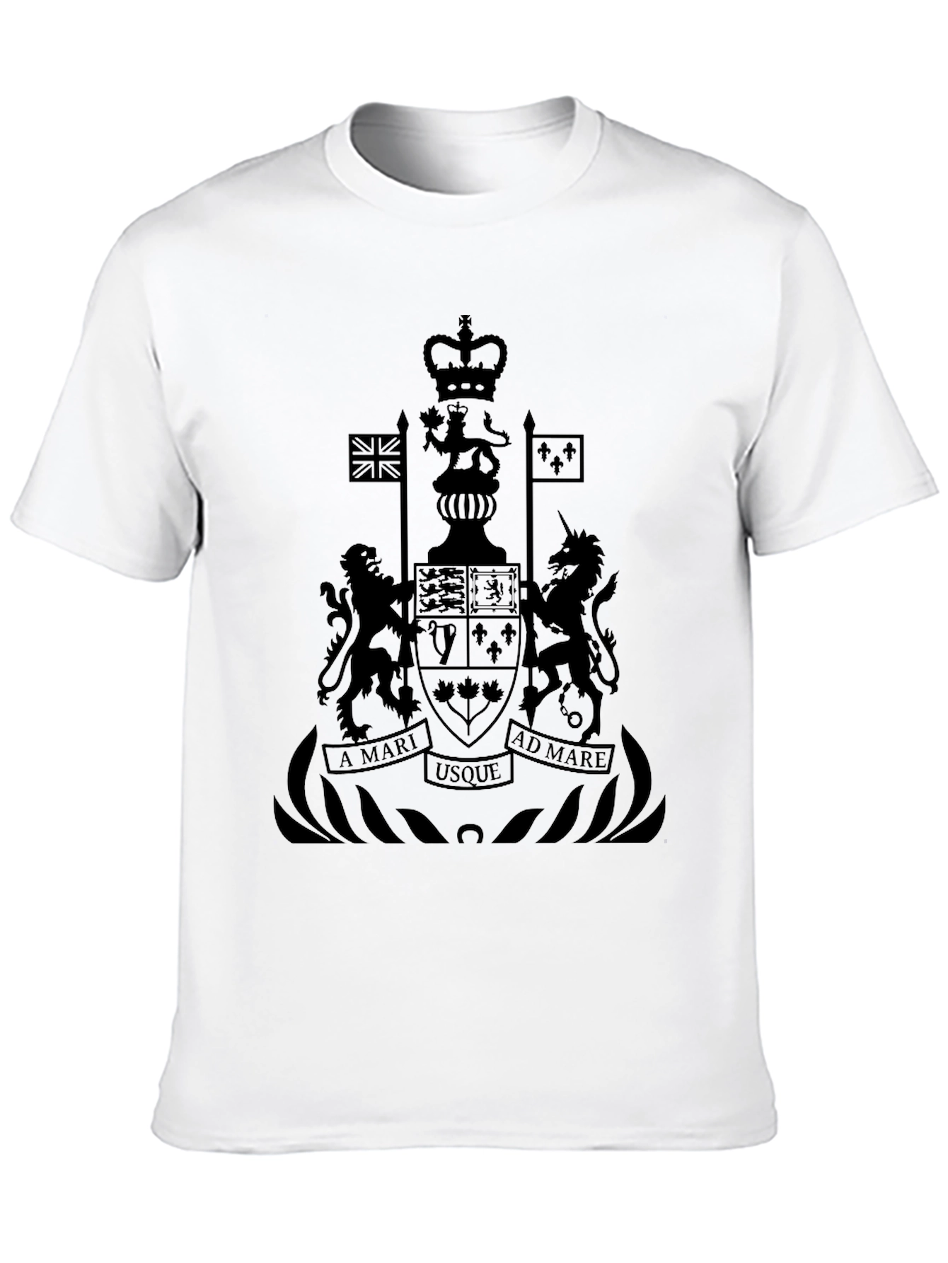 Black T-Shirt with Canadian Coat of Arms Graphic
