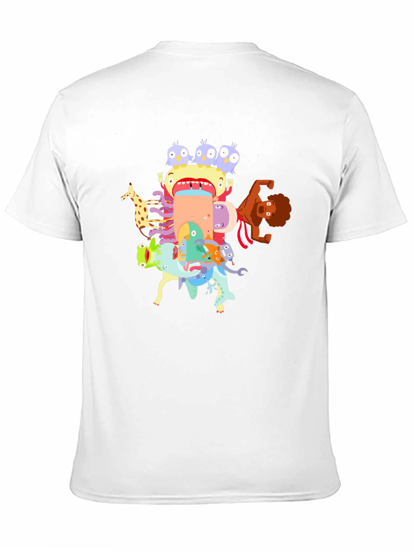 Cartoon Creature Stack Black T-Shirt