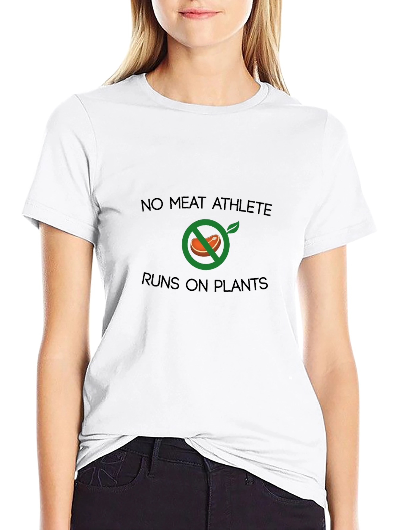 No Meat Athlete Runs On Plants Black Tee