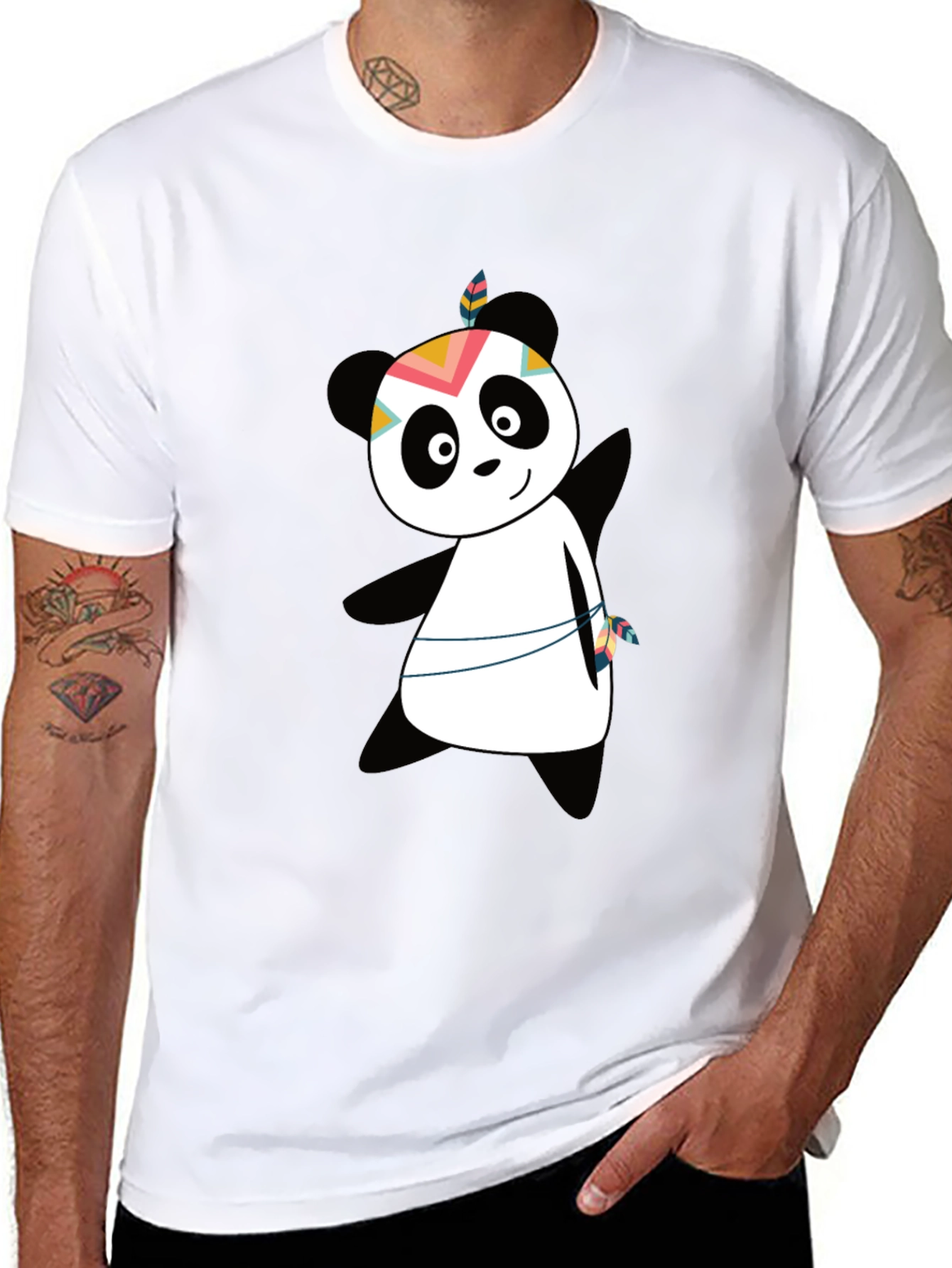 Cute Panda Graphic Tee - Trendy Unisex Black T-Shirt