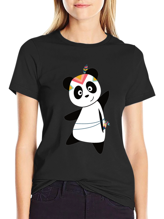 Cute Panda Graphic Tee - Trendy Unisex Black T-Shirt