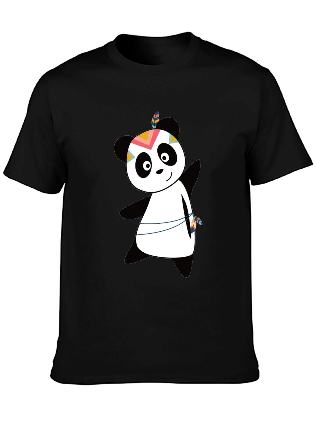 Cute Panda Graphic Tee - Trendy Unisex Black T-Shirt