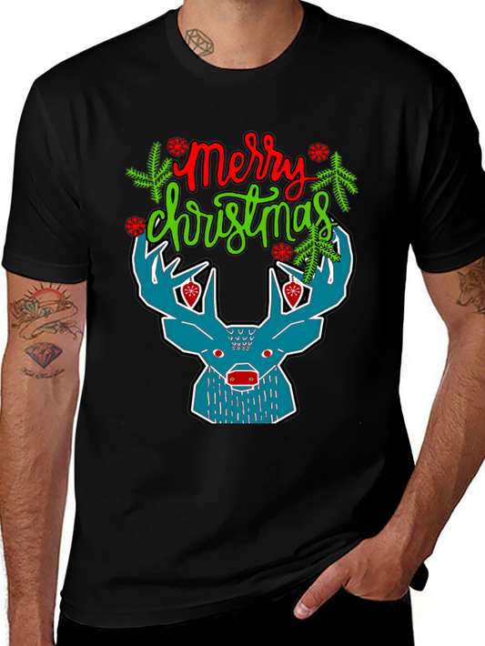 Merry Christmas Reindeer Graphic T-Shirt