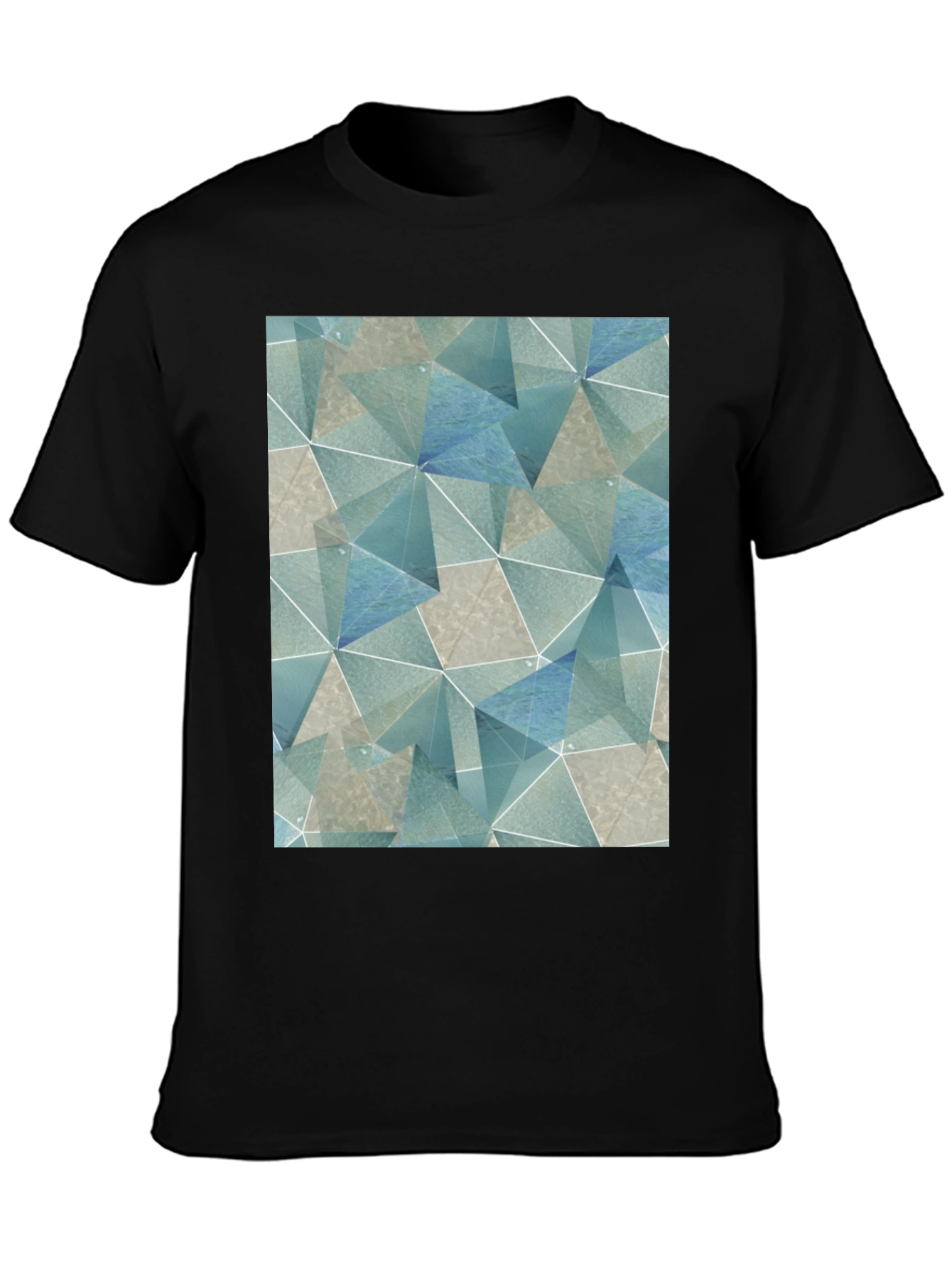 Geometric Triangle Print Black T-Shirt